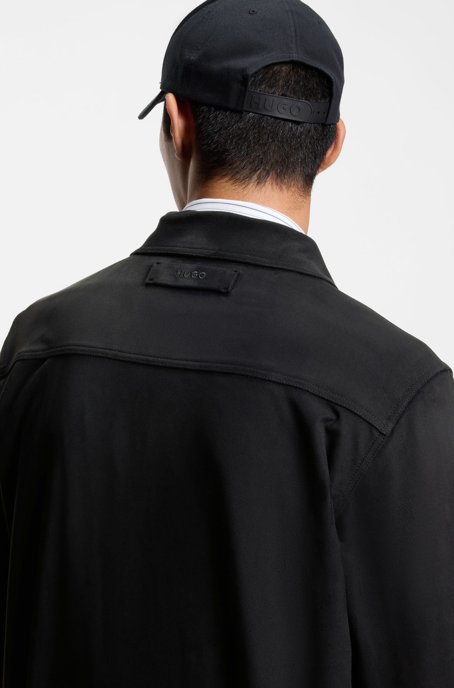 【HUGO雨果】侧口袋人造革宽松版型衬衫