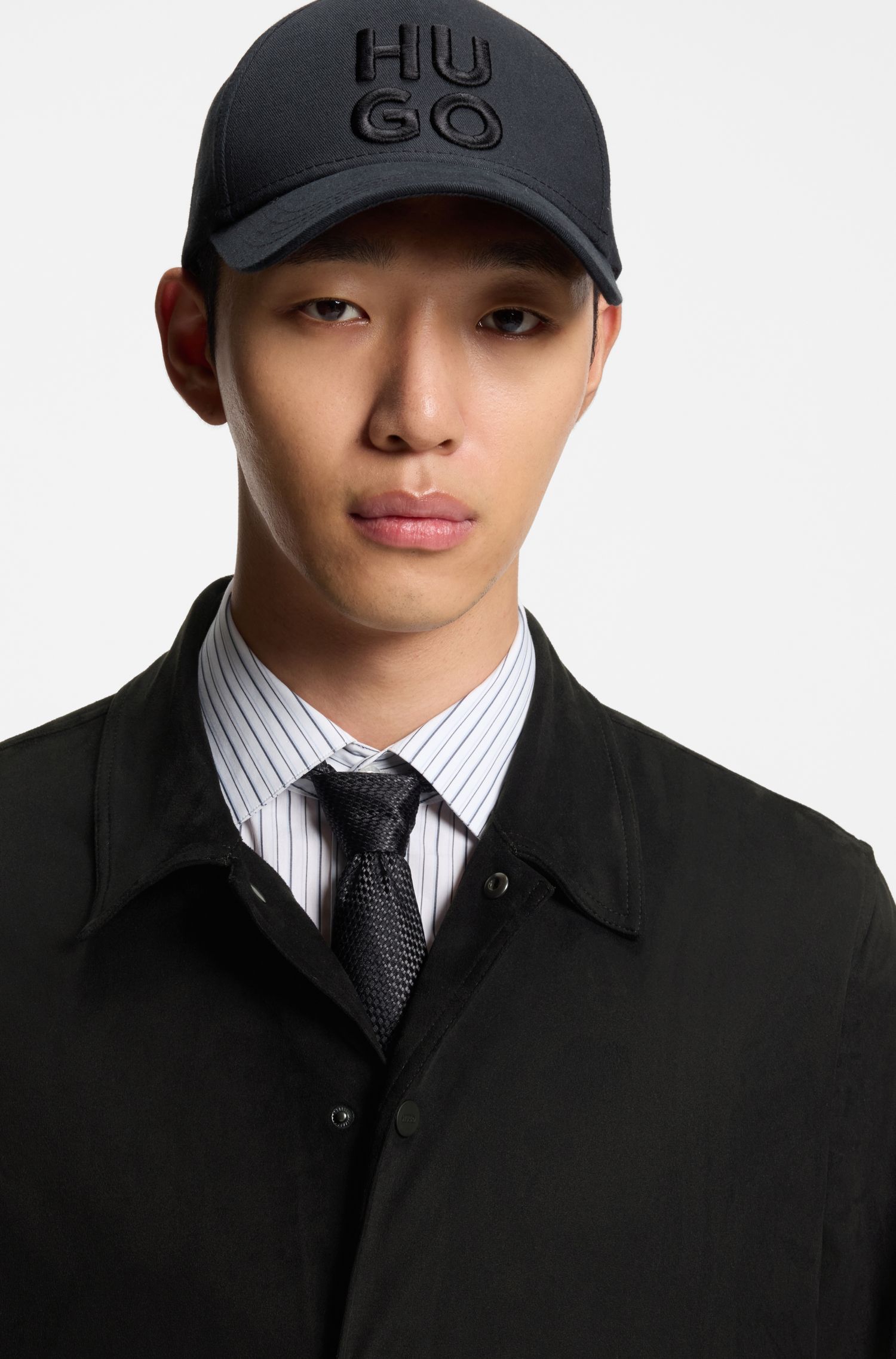 【HUGO雨果】侧口袋人造革宽松版型衬衫