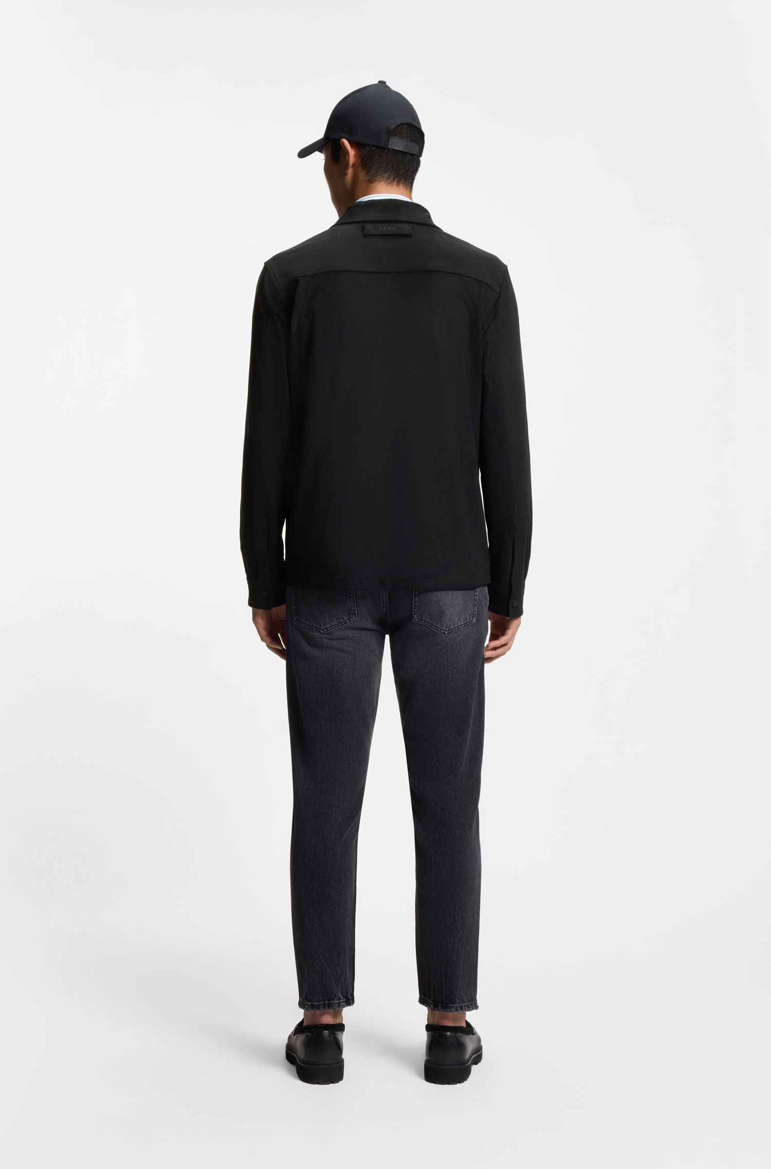 【HUGO雨果】侧口袋人造革宽松版型衬衫