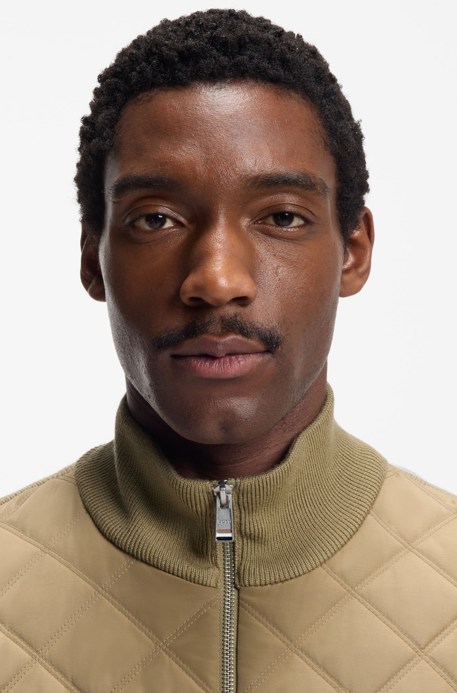 【BOSS博斯】正面绗缝羊毛针织夹克