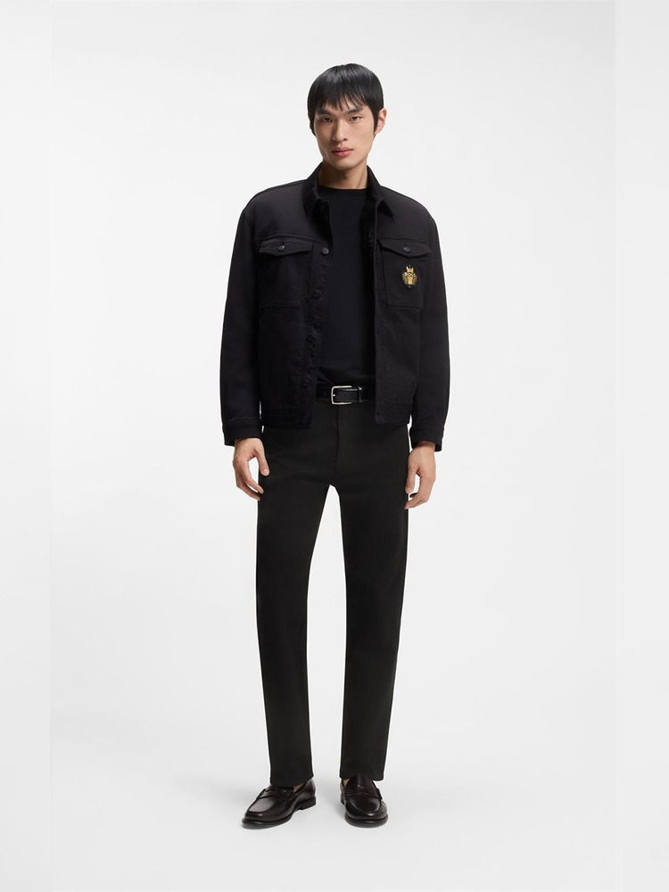 【马年新春系列】激光图案黑色锥形牛仔裤