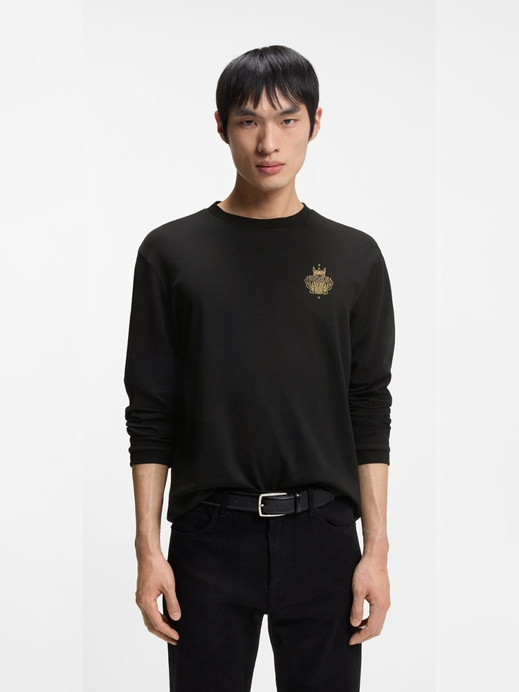 【马年新春系列】徽标艺术图案棉质平纹针织长袖T恤