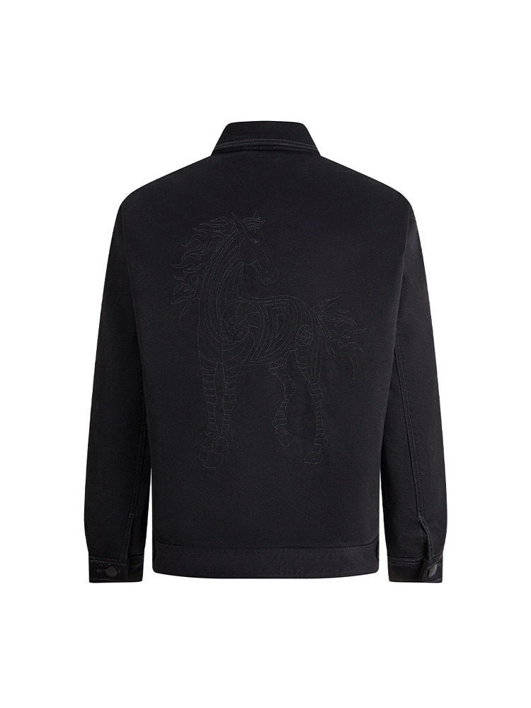 【马年新春系列】刺绣艺术图案弹力棉牛仔夹克