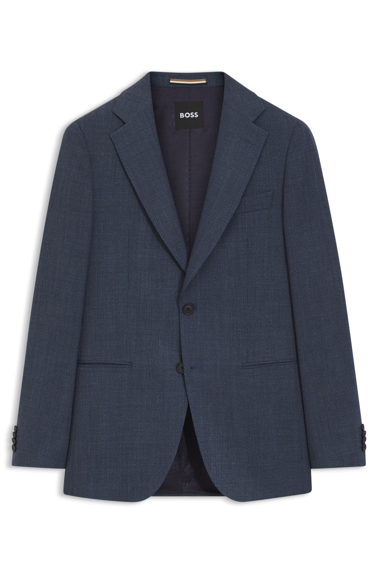 【BOSS博斯】图案弹性羊毛混纺修身版型西装外套