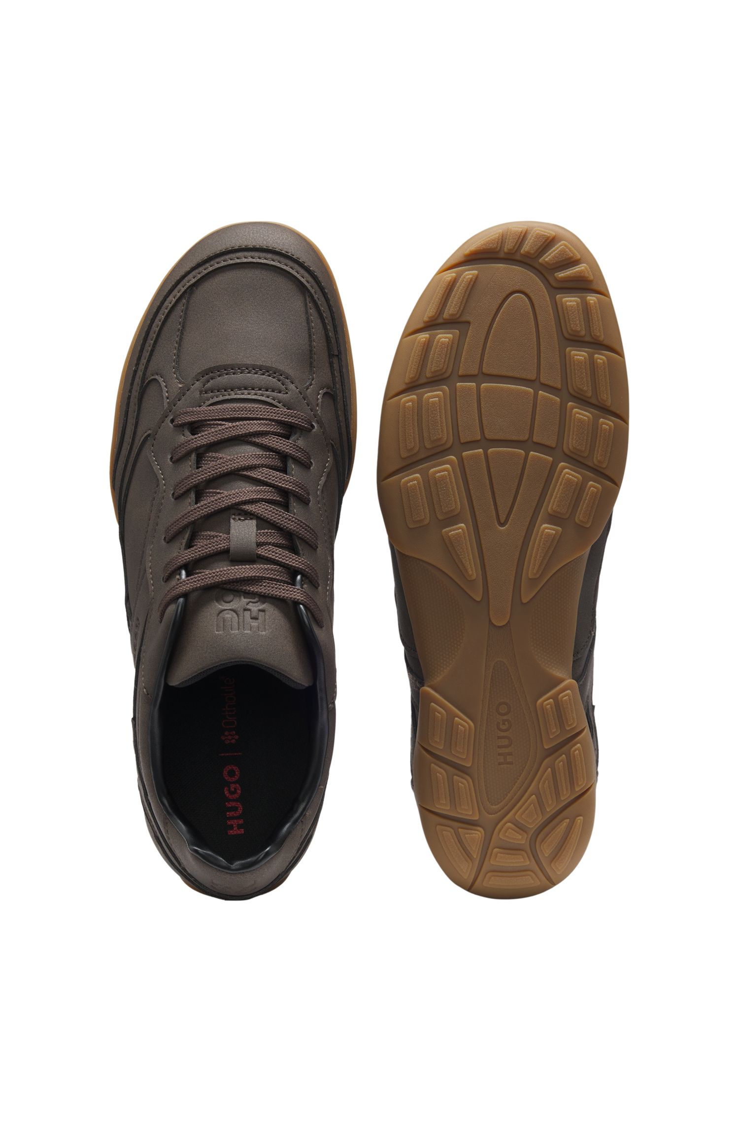 【HUGO雨果】堆叠风徽标人造皮革运动鞋