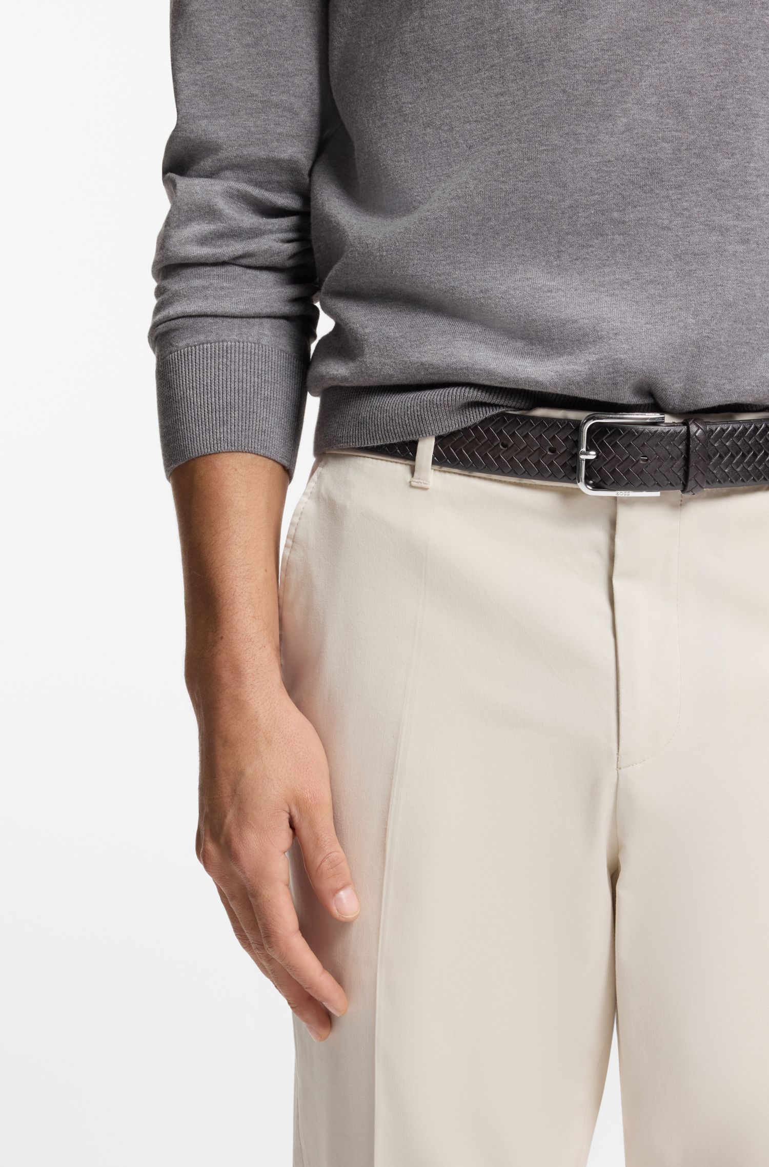 【BOSS博斯】针扣编织皮革腰带