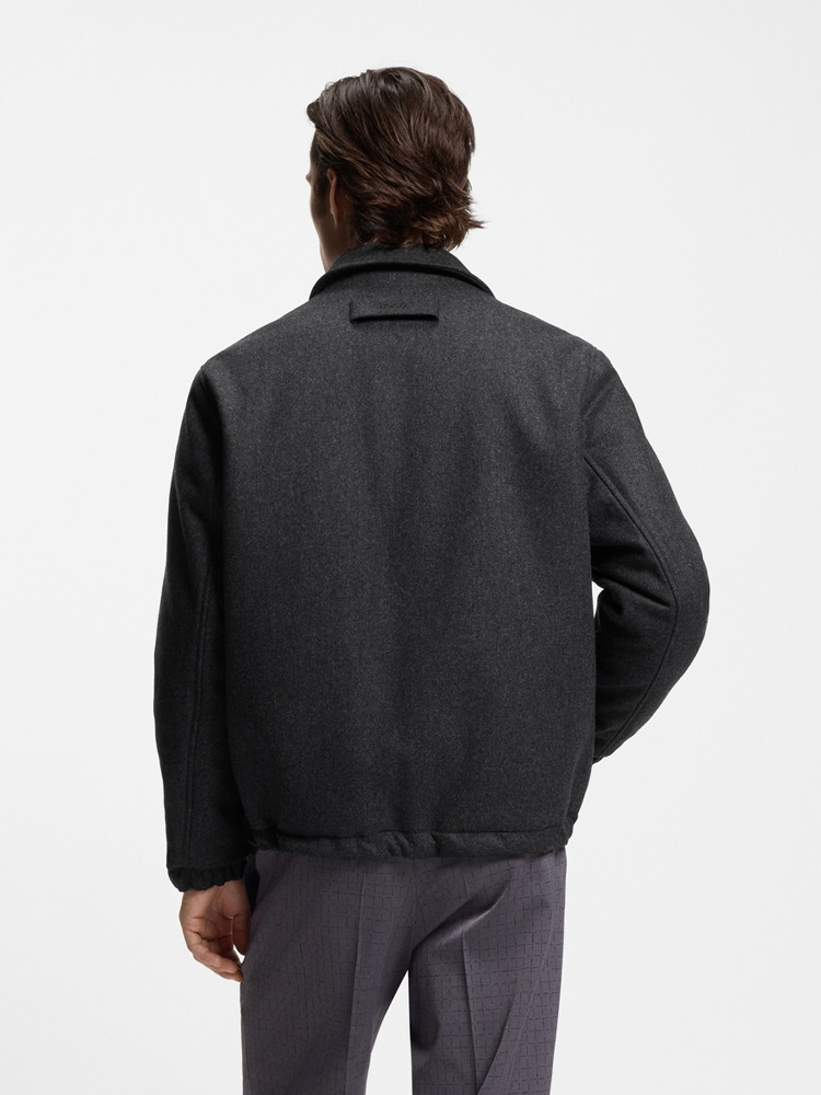 【HUGO雨果】羊毛混纺常规版型夹棉教练夹克