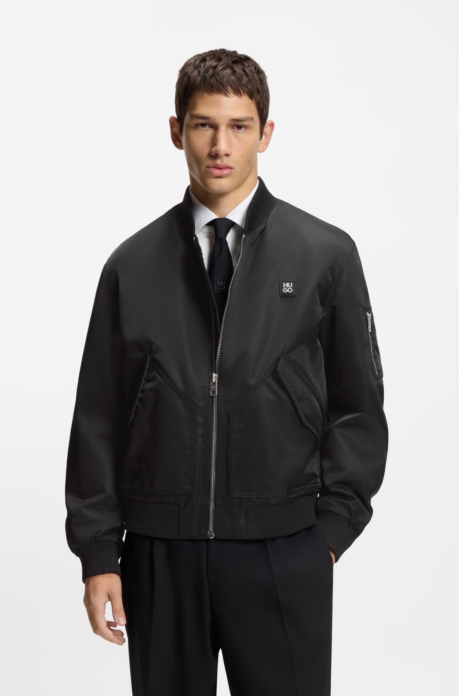 【HUGO雨果】堆叠风徽标防泼水飞行员夹克