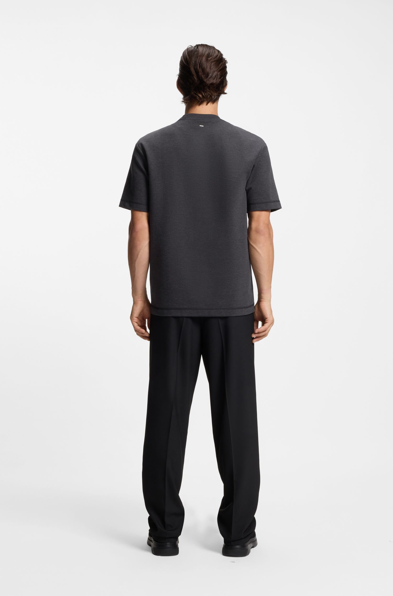 【HUGO雨果】堆叠风徽标棉质混纺 T 恤