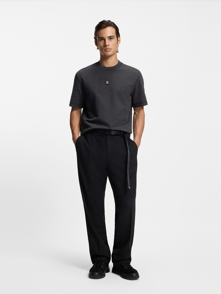 【HUGO雨果】堆叠风徽标棉质混纺 T 恤