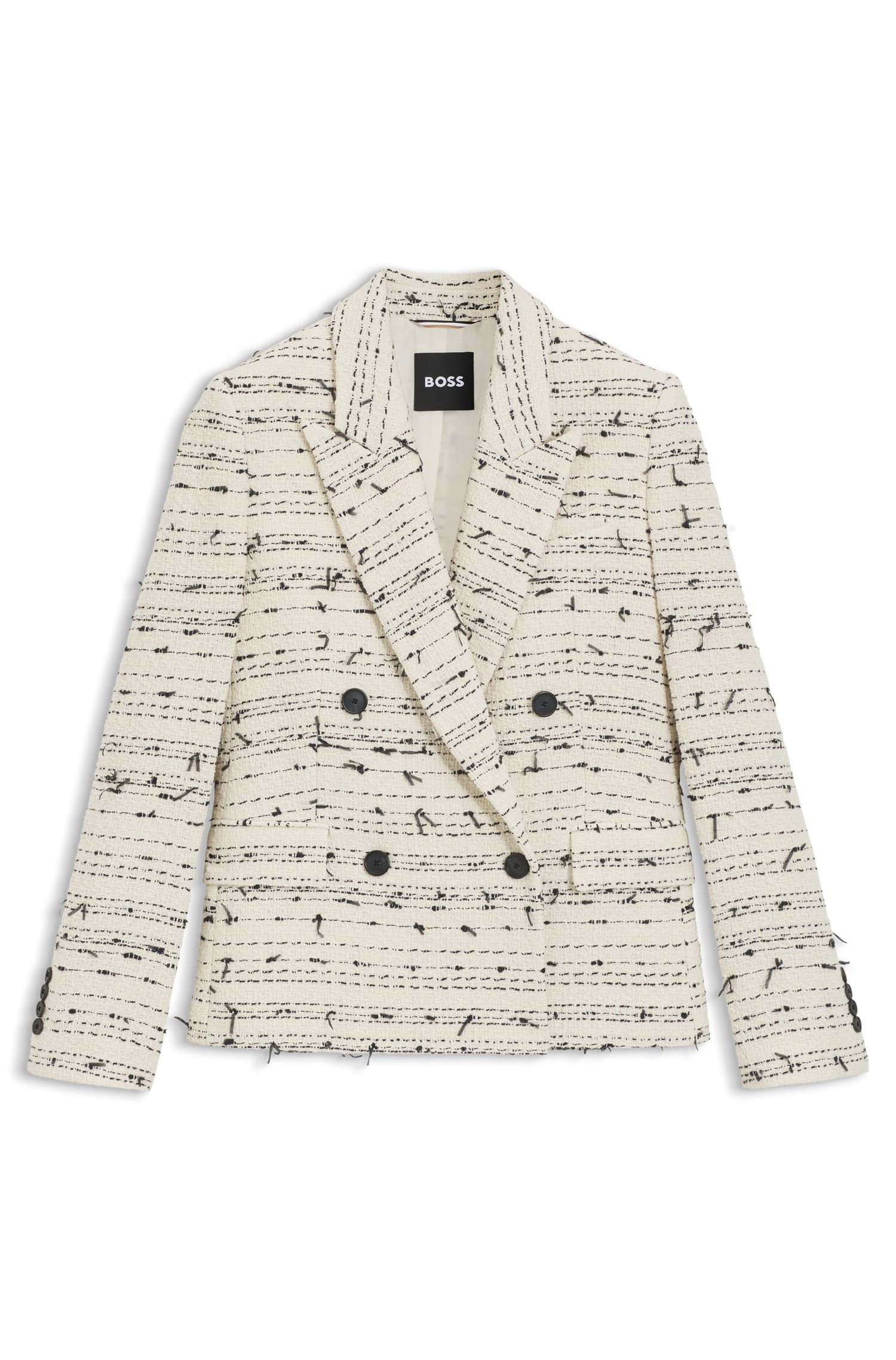 【BOSS博斯】常规版型条纹棉质混纺粗花呢西装外套