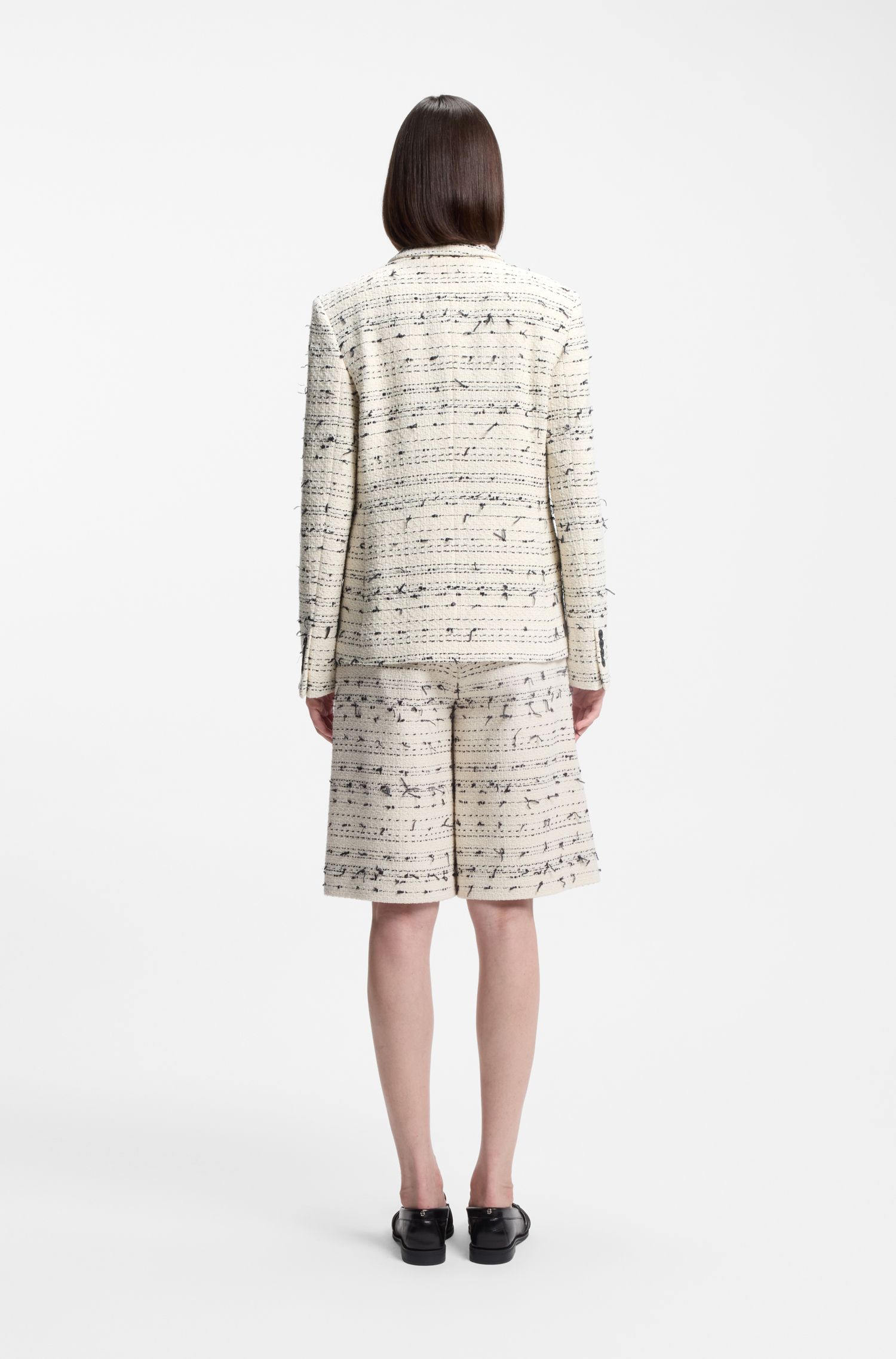 【BOSS博斯】常规版型条纹棉质混纺粗花呢西装外套