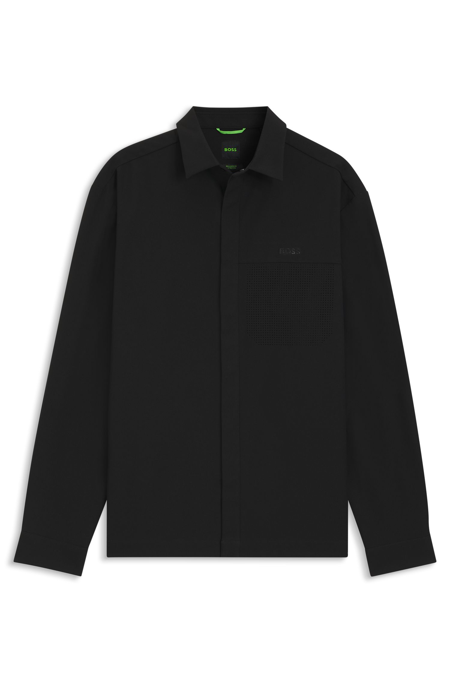 【BOSS博斯】防泼水斜纹布宽松版型外套衬衫