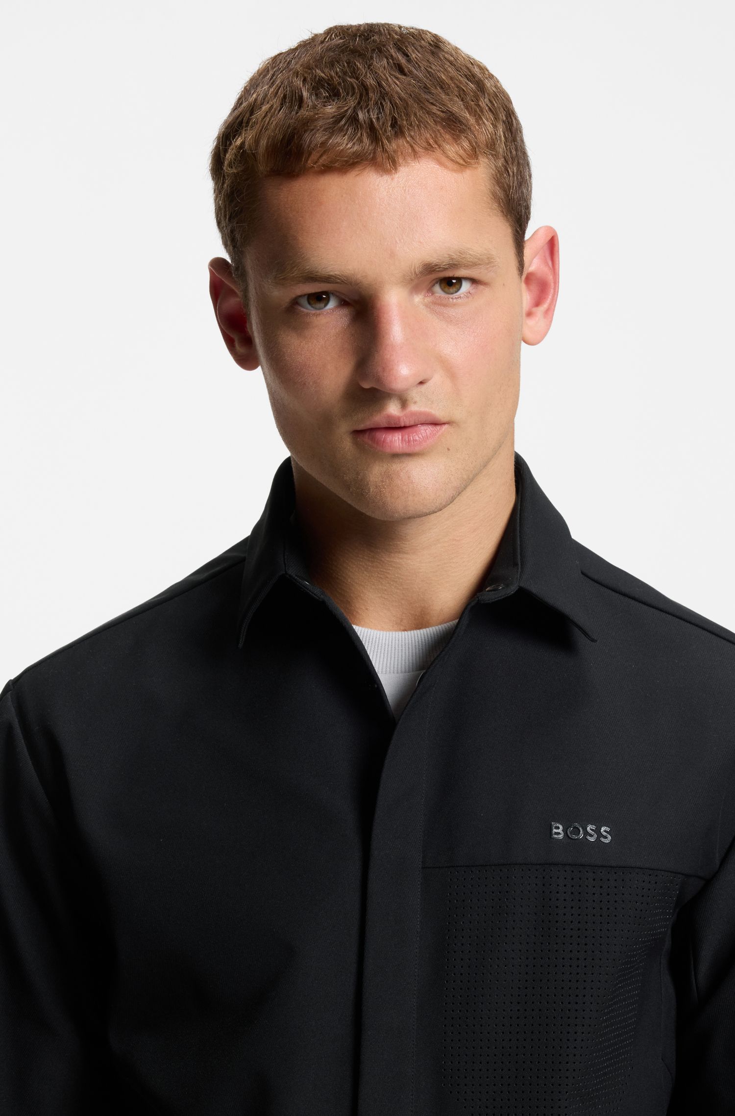 【BOSS博斯】防泼水斜纹布宽松版型外套衬衫