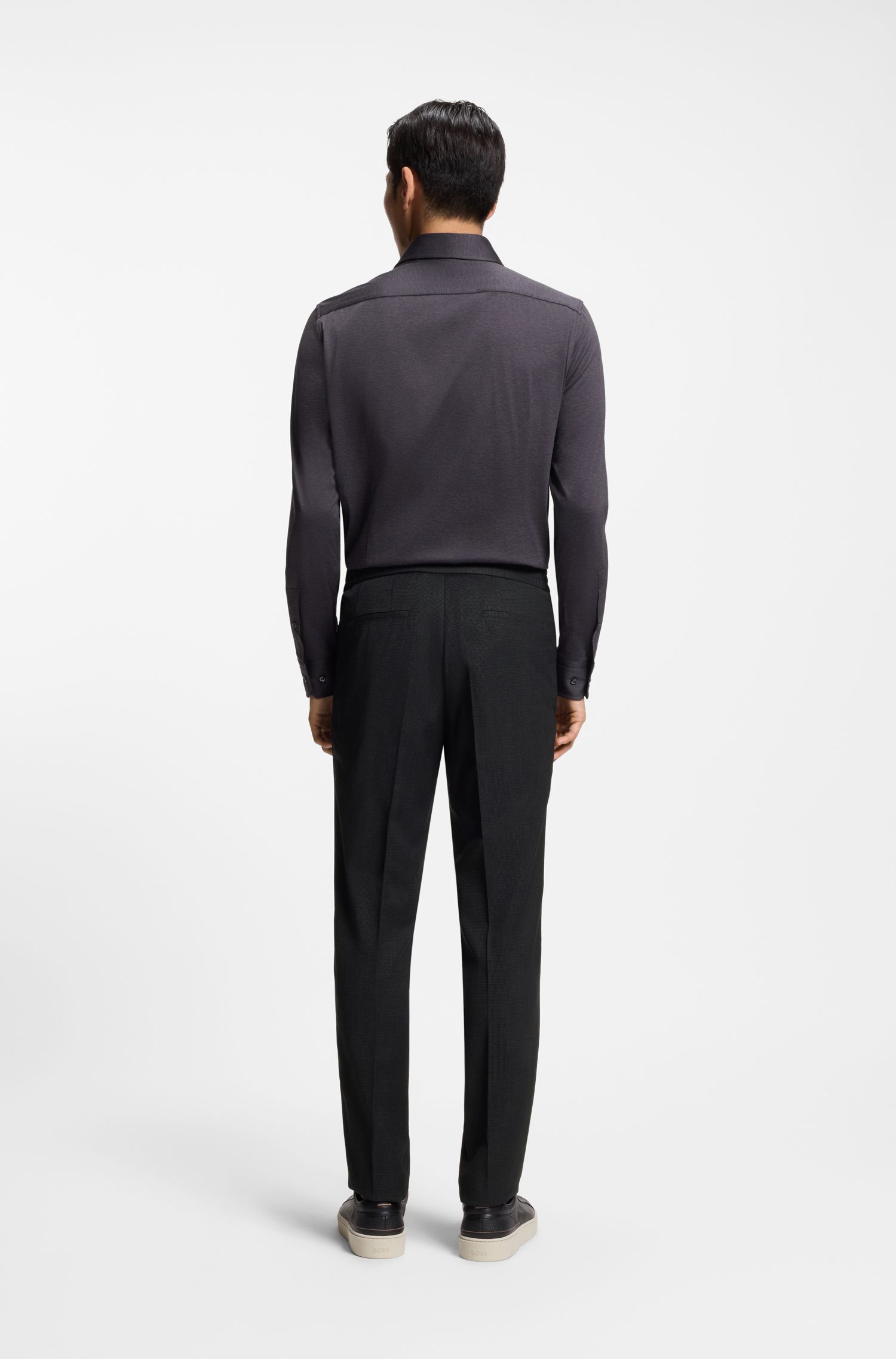 【BOSS博斯】羊毛真丝混纺修身版长裤