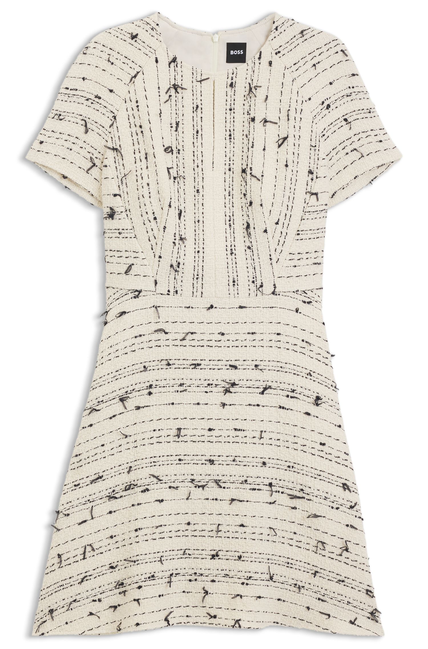 【BOSS博斯】棉质混纺花呢条纹连衣裙