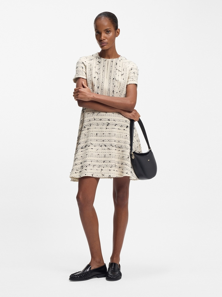 【BOSS博斯】棉质混纺花呢条纹连衣裙