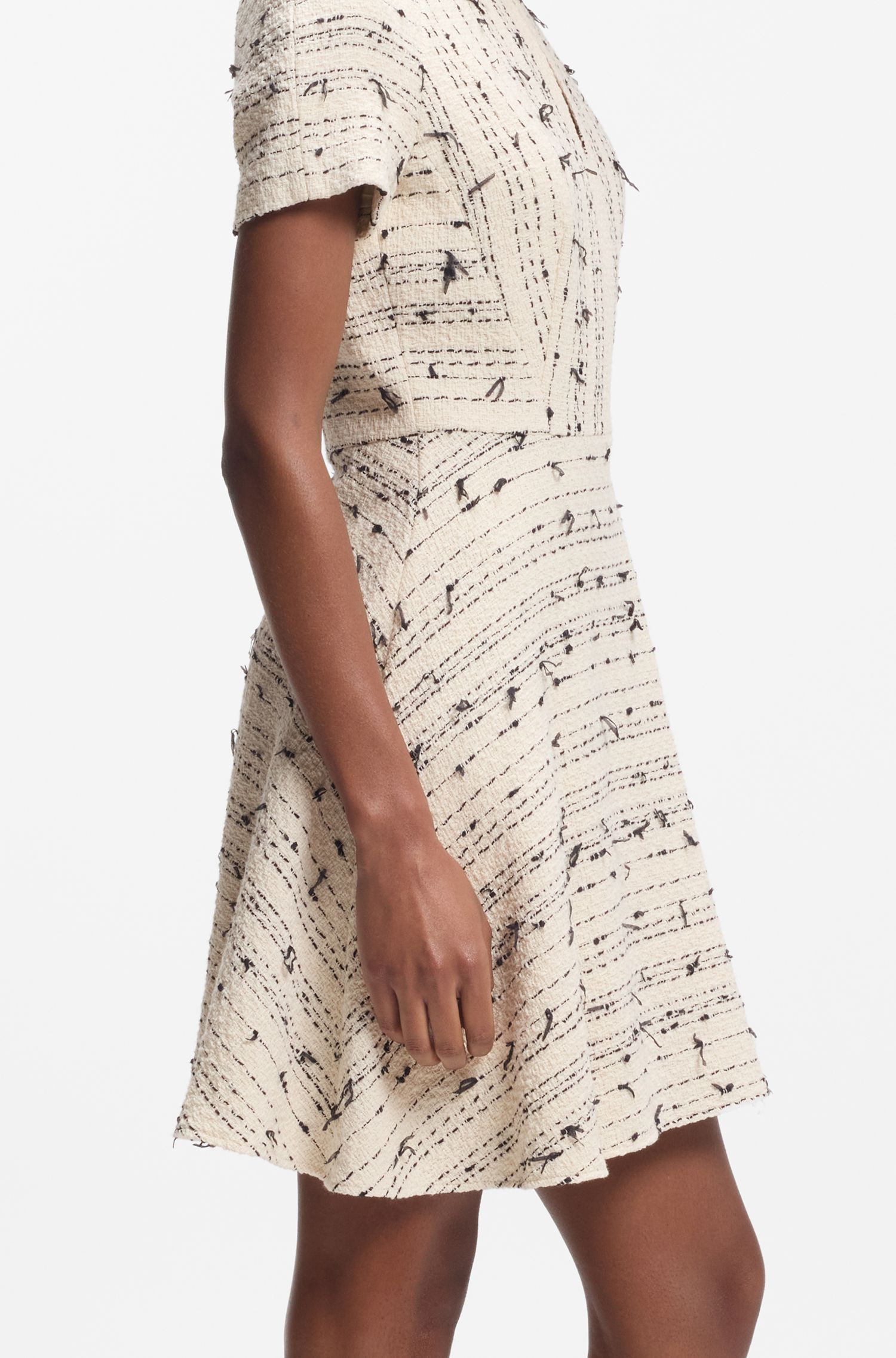 【BOSS博斯】棉质混纺花呢条纹连衣裙