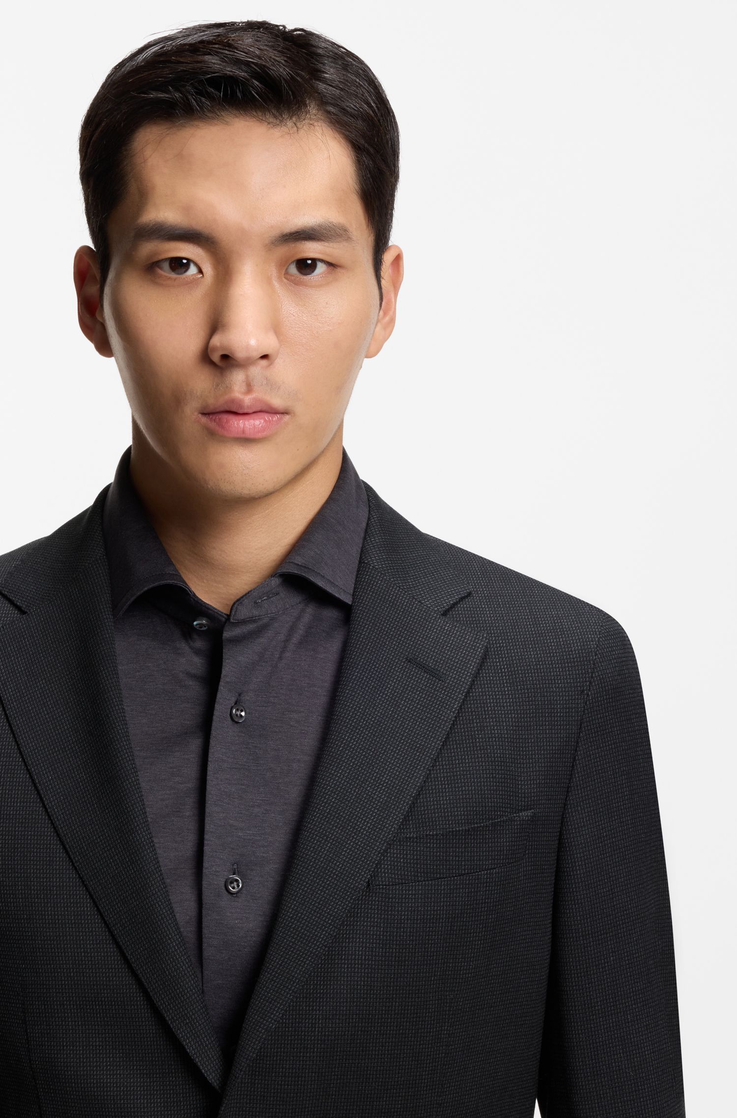 【BOSS博斯】羊毛真丝混纺修身版西装外套