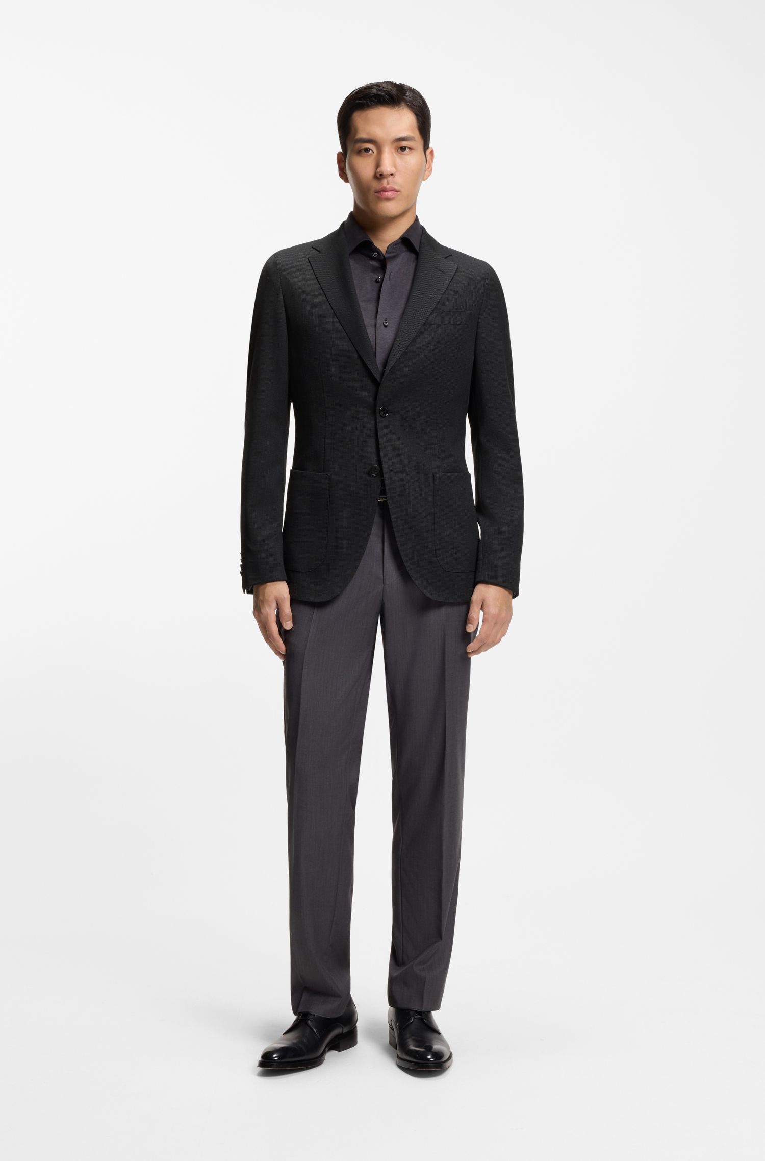 【BOSS博斯】羊毛真丝混纺修身版西装外套