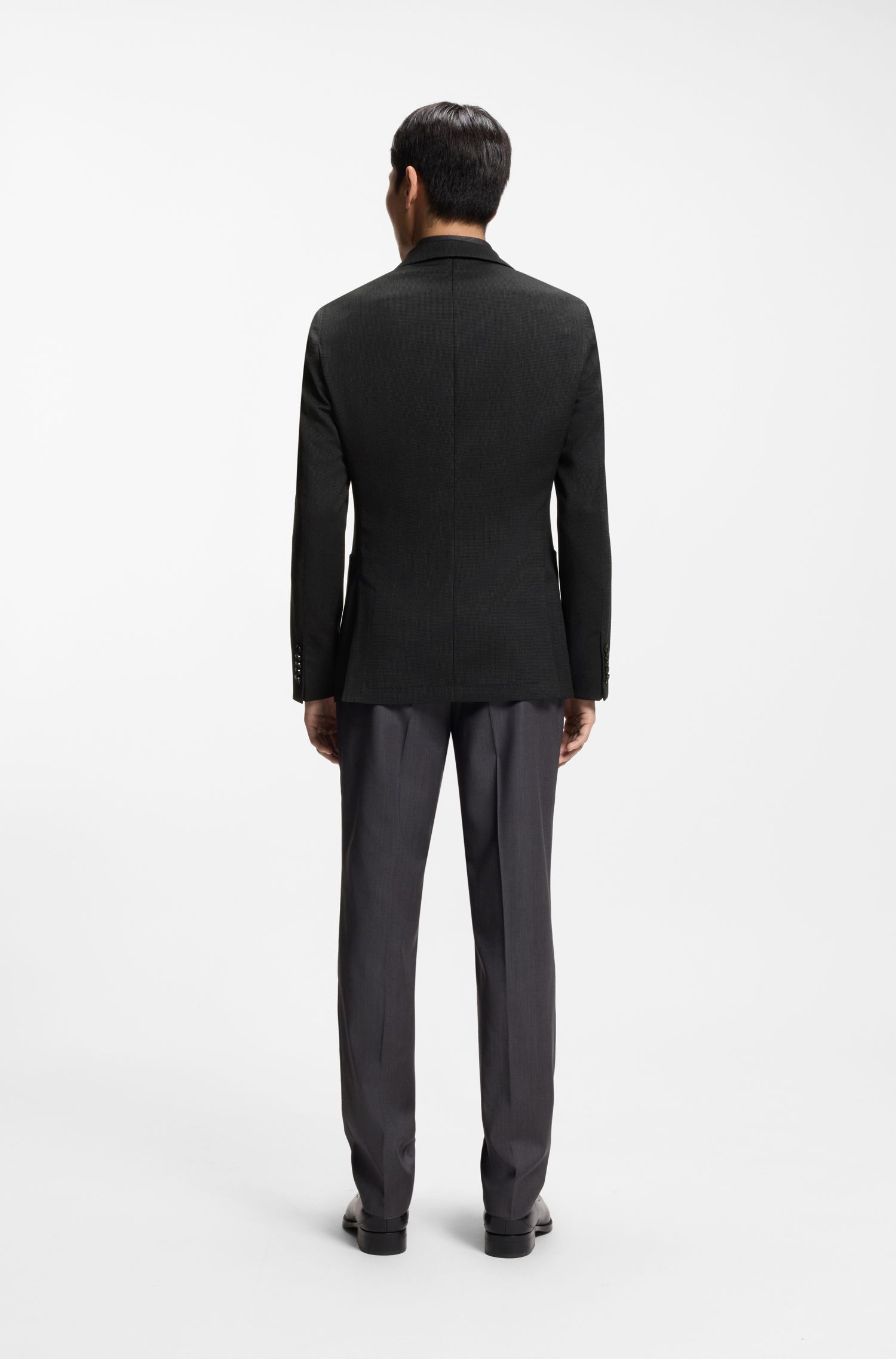 【BOSS博斯】羊毛真丝混纺修身版西装外套