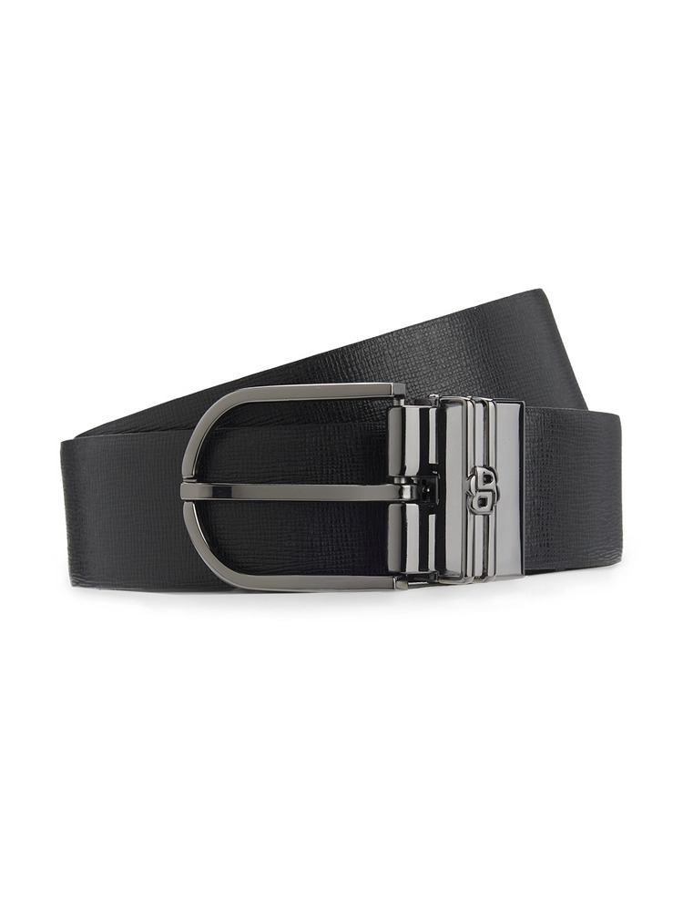 【BOSS博斯】光滑皮革和纹理皮革双面腰带