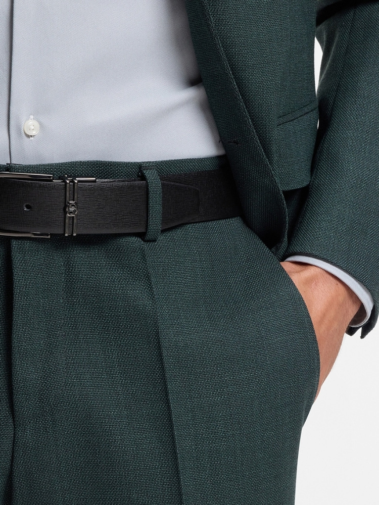 【BOSS博斯】光滑皮革和纹理皮革双面腰带