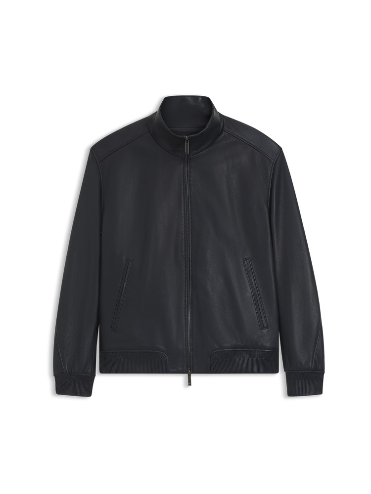 BOSS x ASTON MARTIN立领羊皮革皮衣