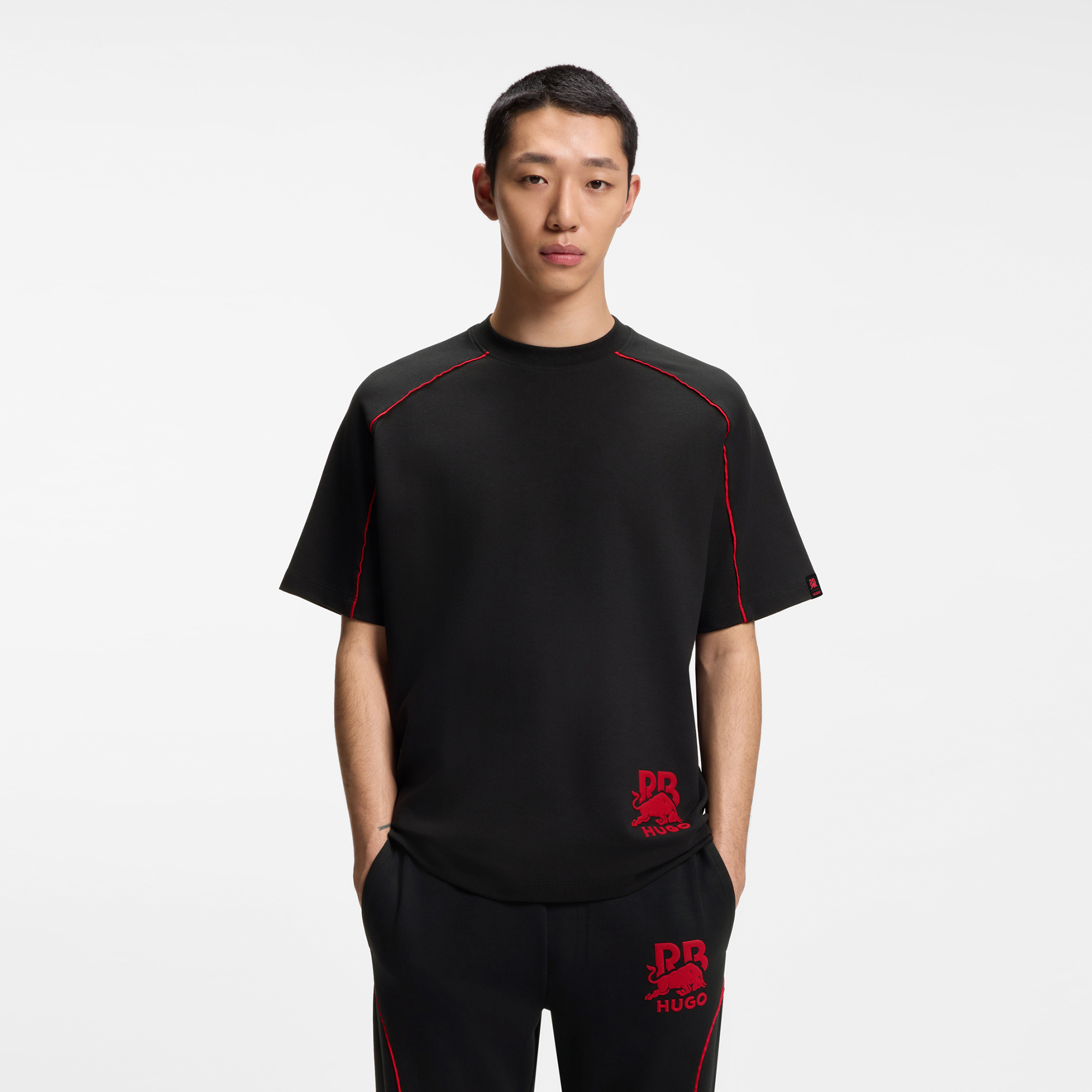 HUGO x RB 撞色滚边棉质混纺 T 恤