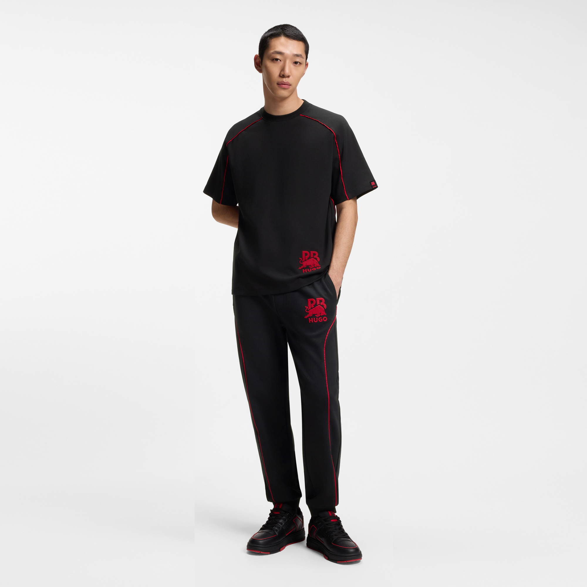HUGO x RB 撞色滚边棉质混纺 T 恤