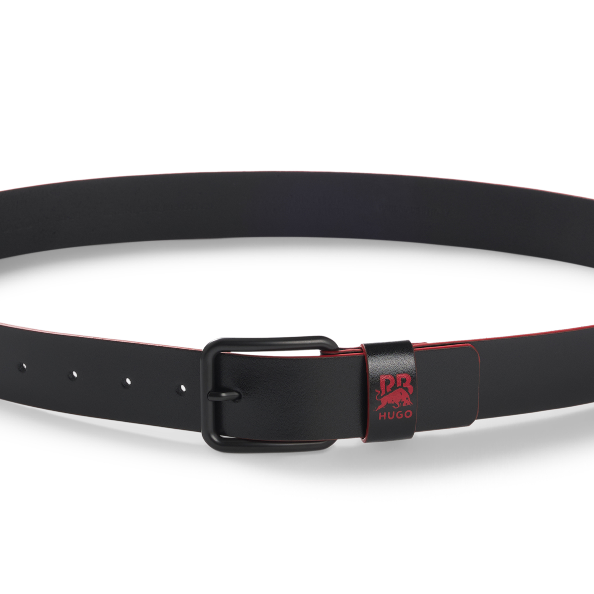 HUGO x RB 公牛图案意大利皮革腰带