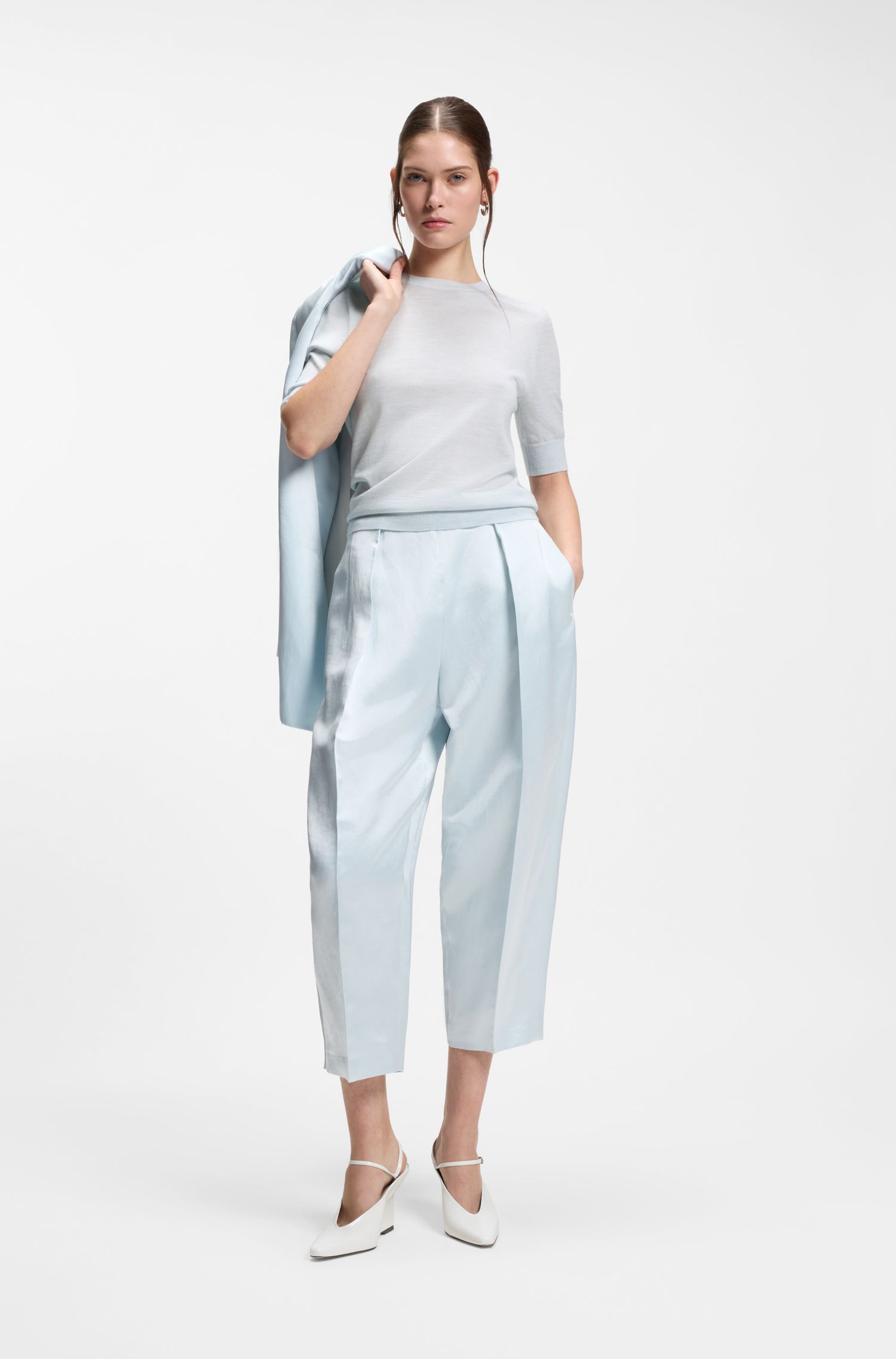 【BOSS博斯】美利奴羊毛短袖毛衣