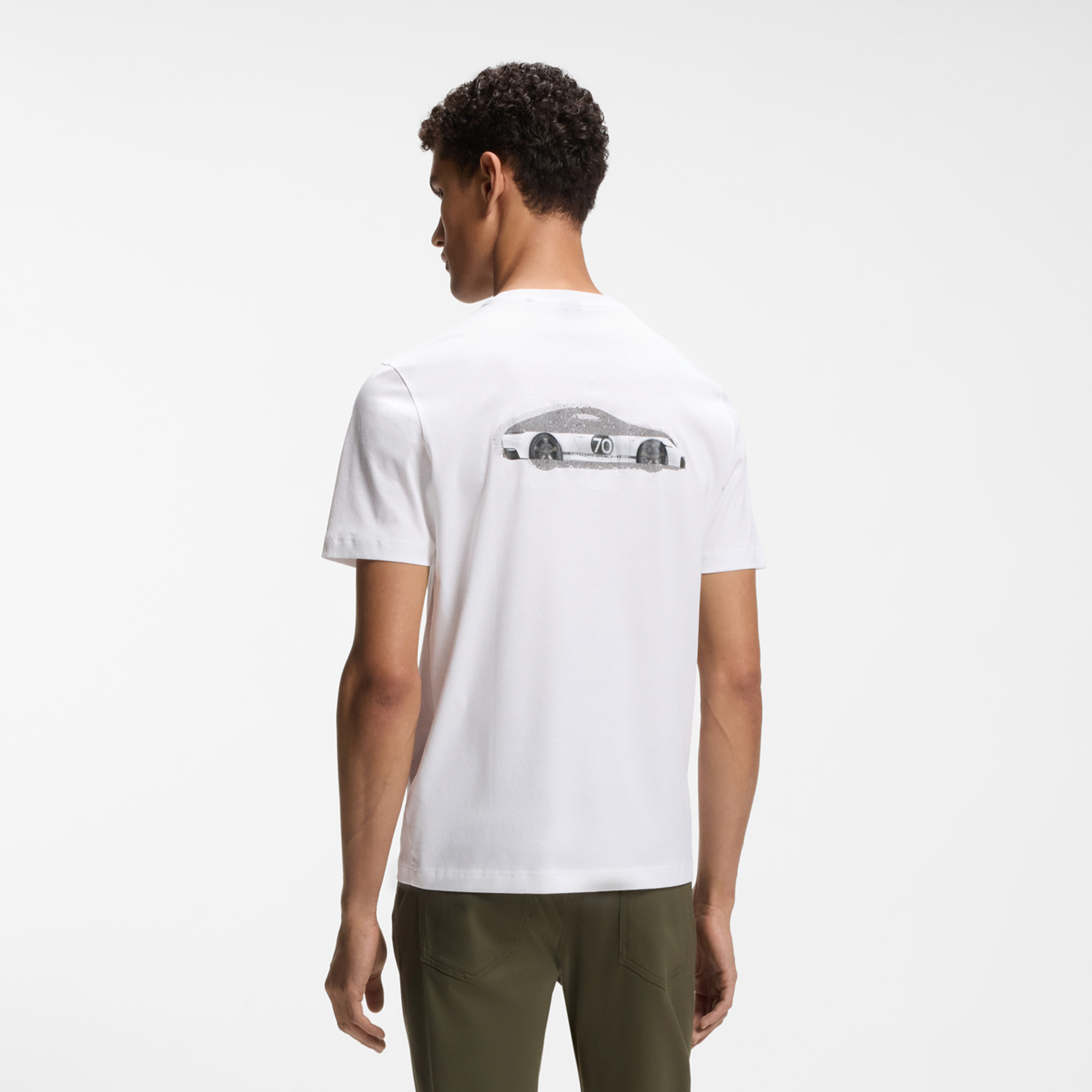 Porsche x BOSS 背面图案丝光棉 T 恤