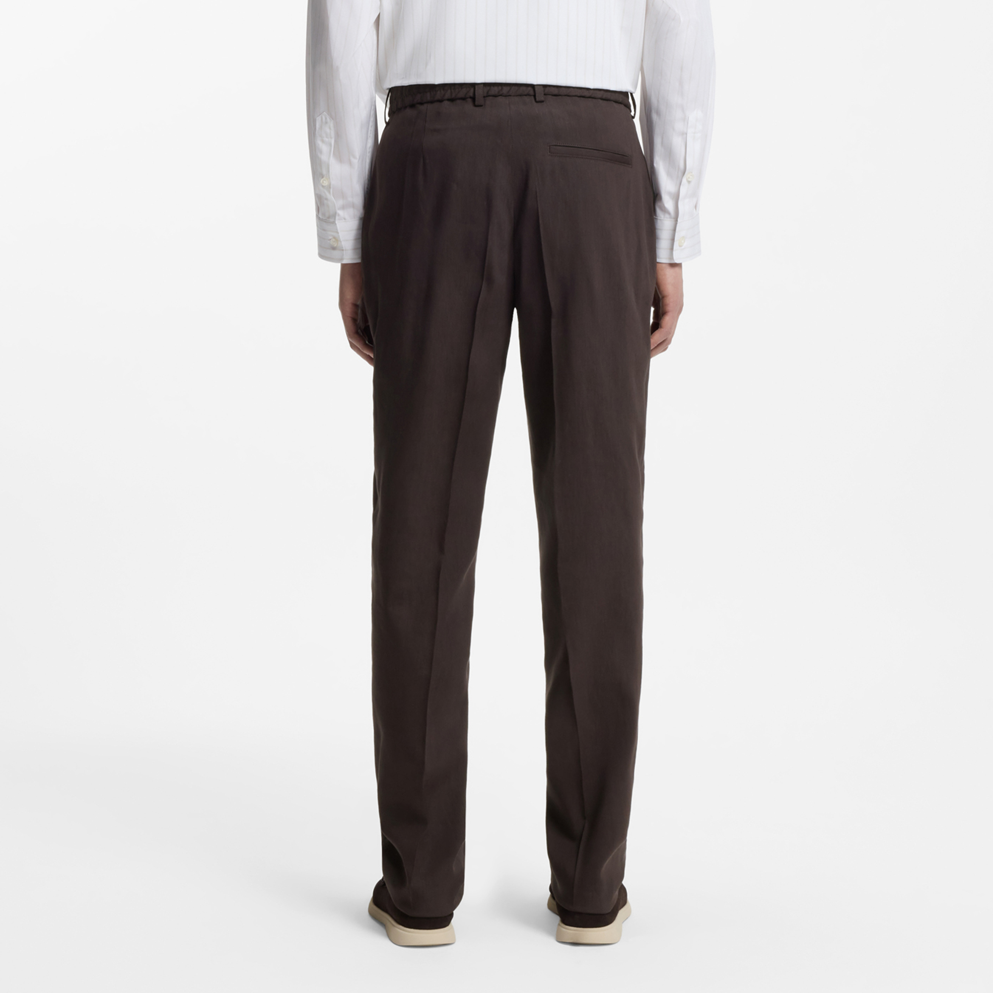 亚麻混纺锥形长裤