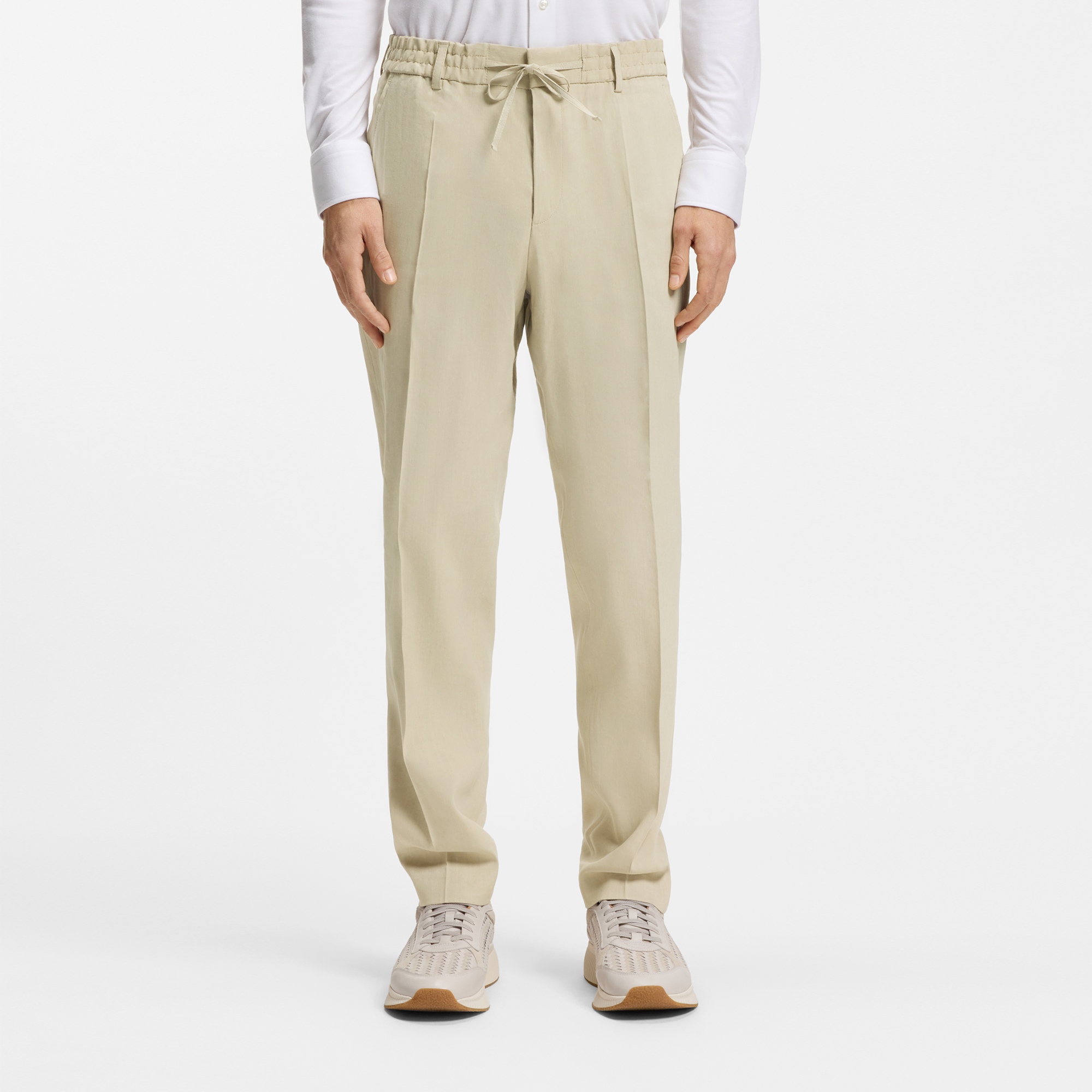 亚麻混纺锥形长裤