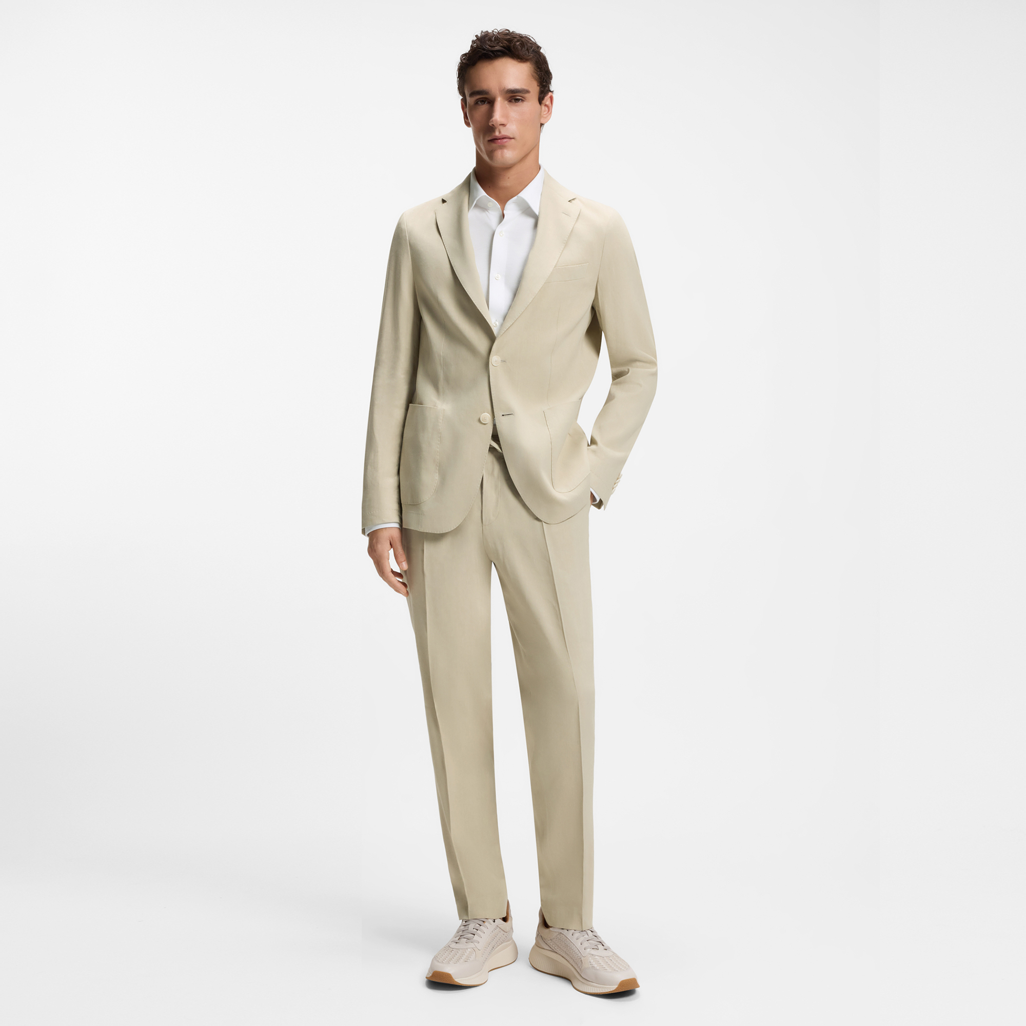 亚麻混纺锥形长裤