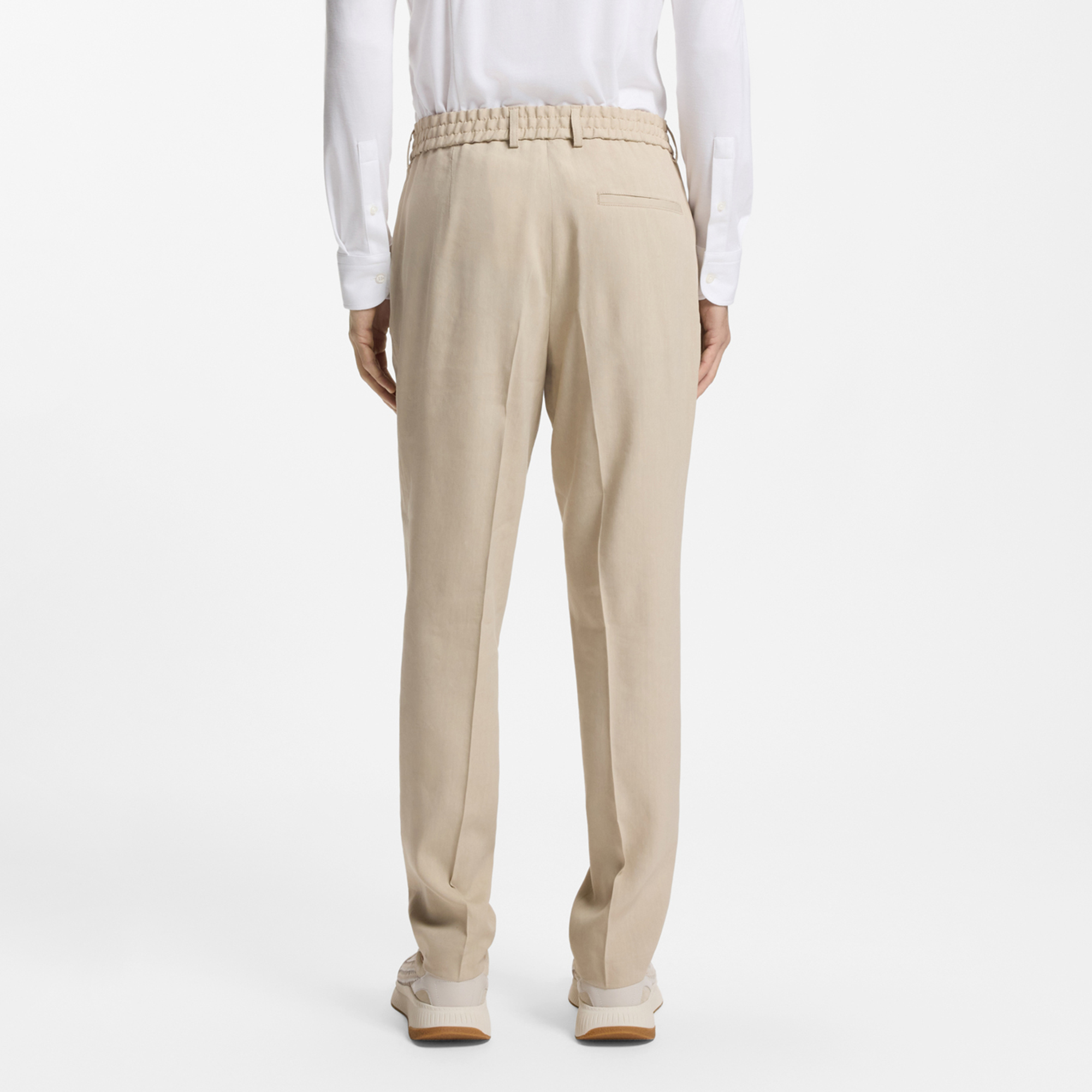 亚麻混纺锥形长裤