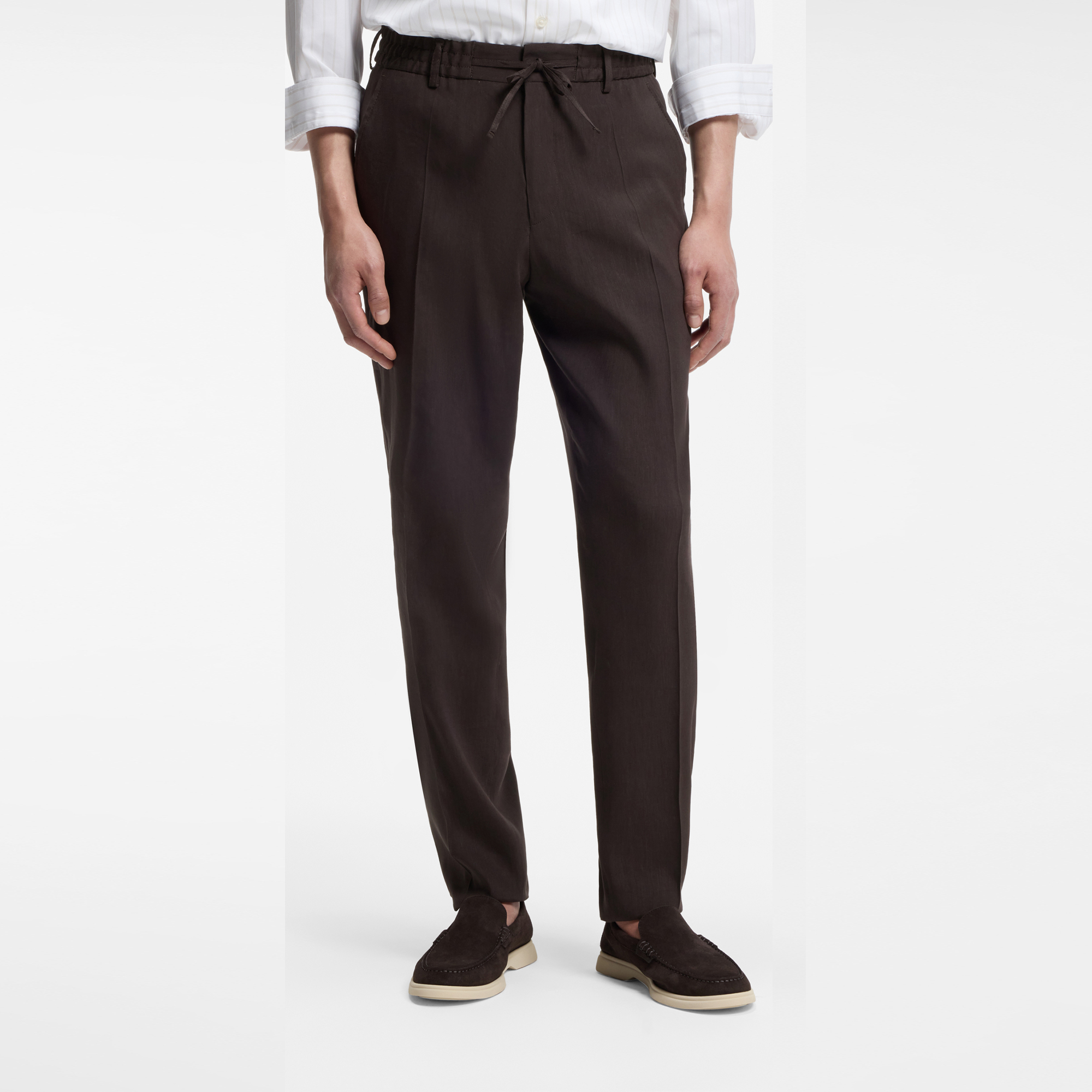 亚麻混纺锥形长裤