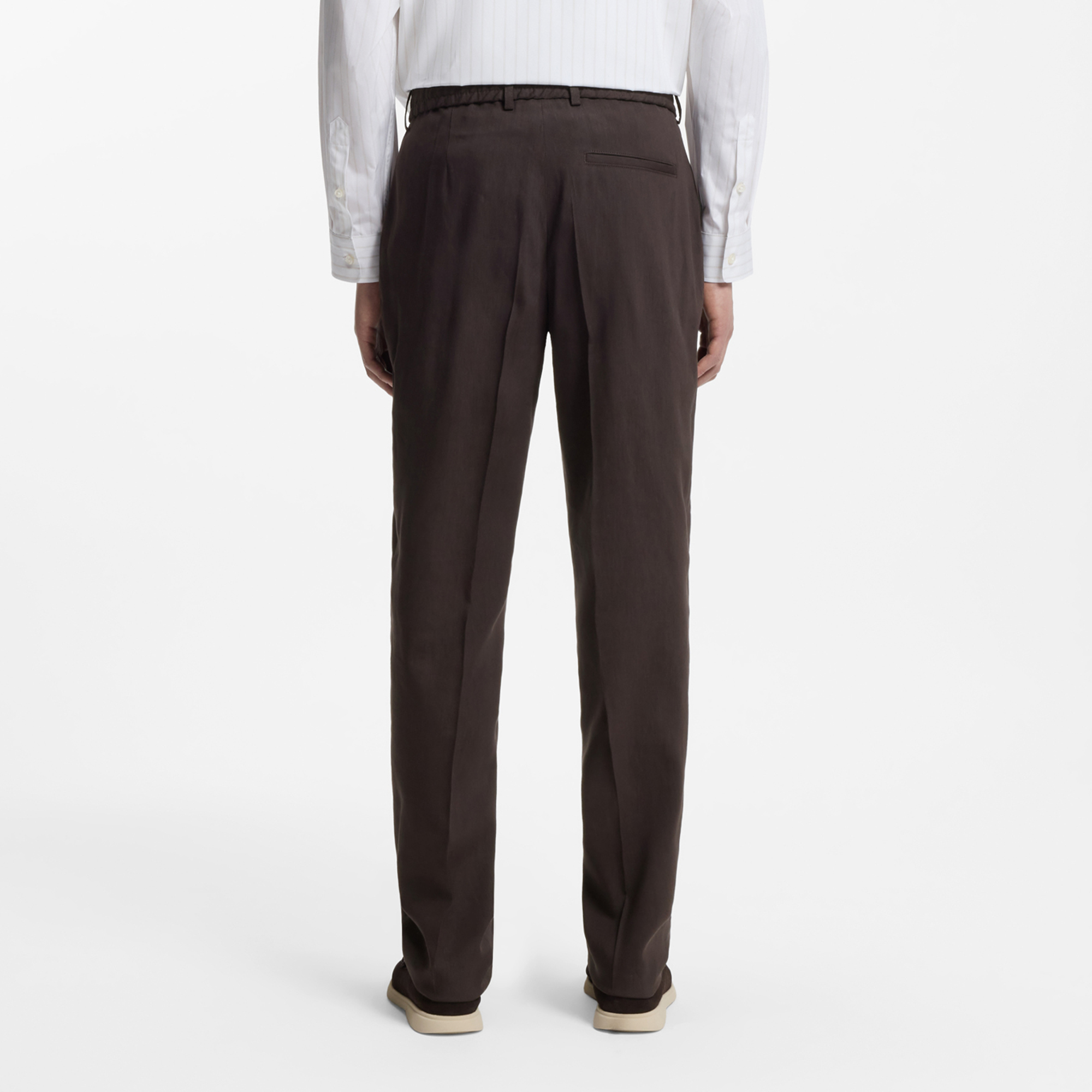 亚麻混纺锥形长裤