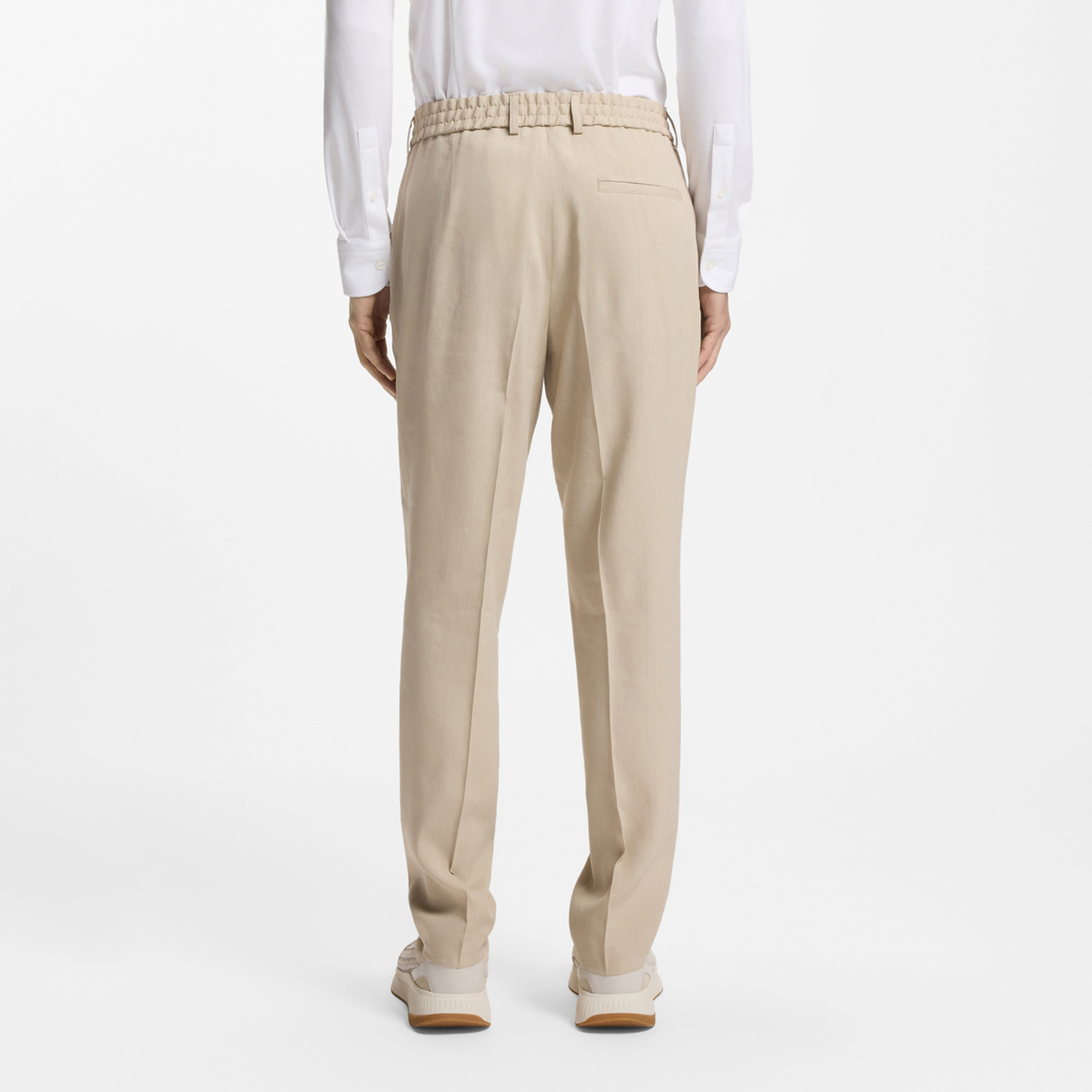 亚麻混纺锥形长裤