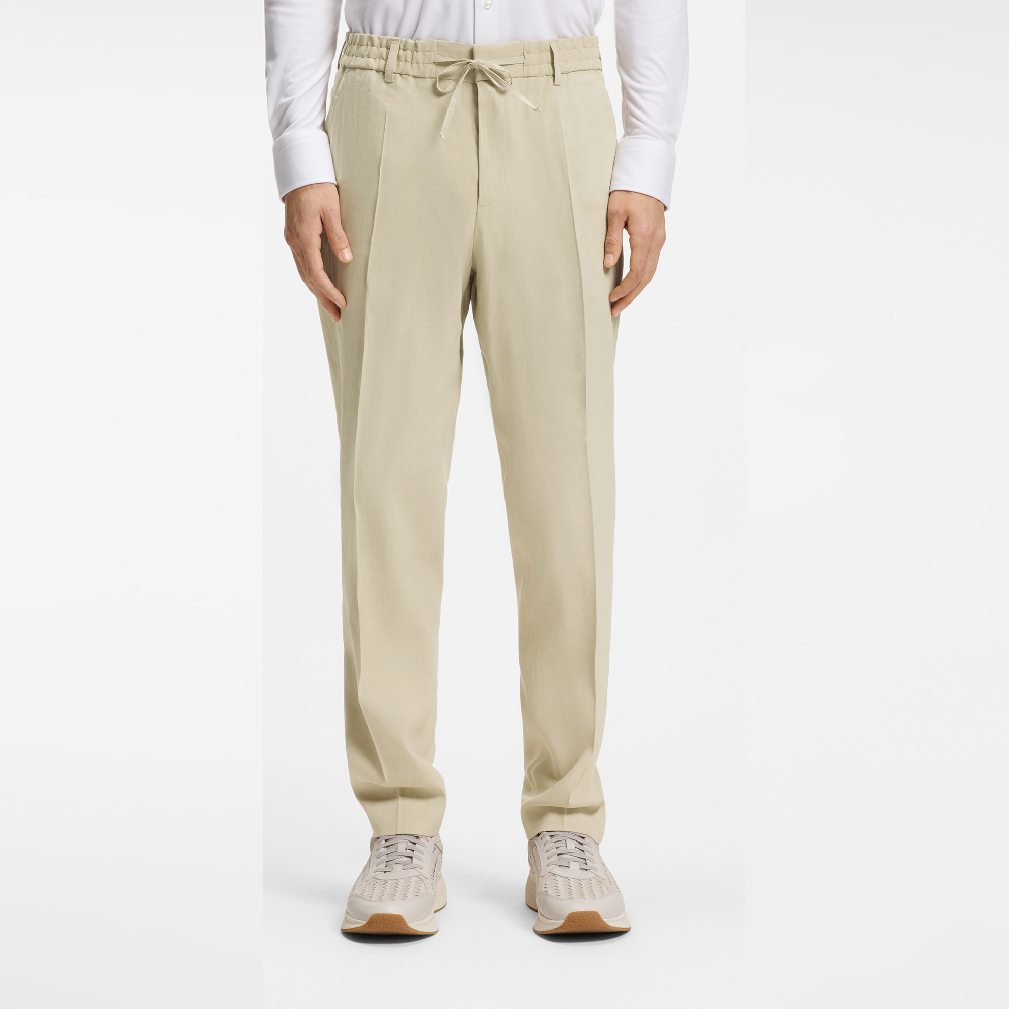 亚麻混纺锥形长裤