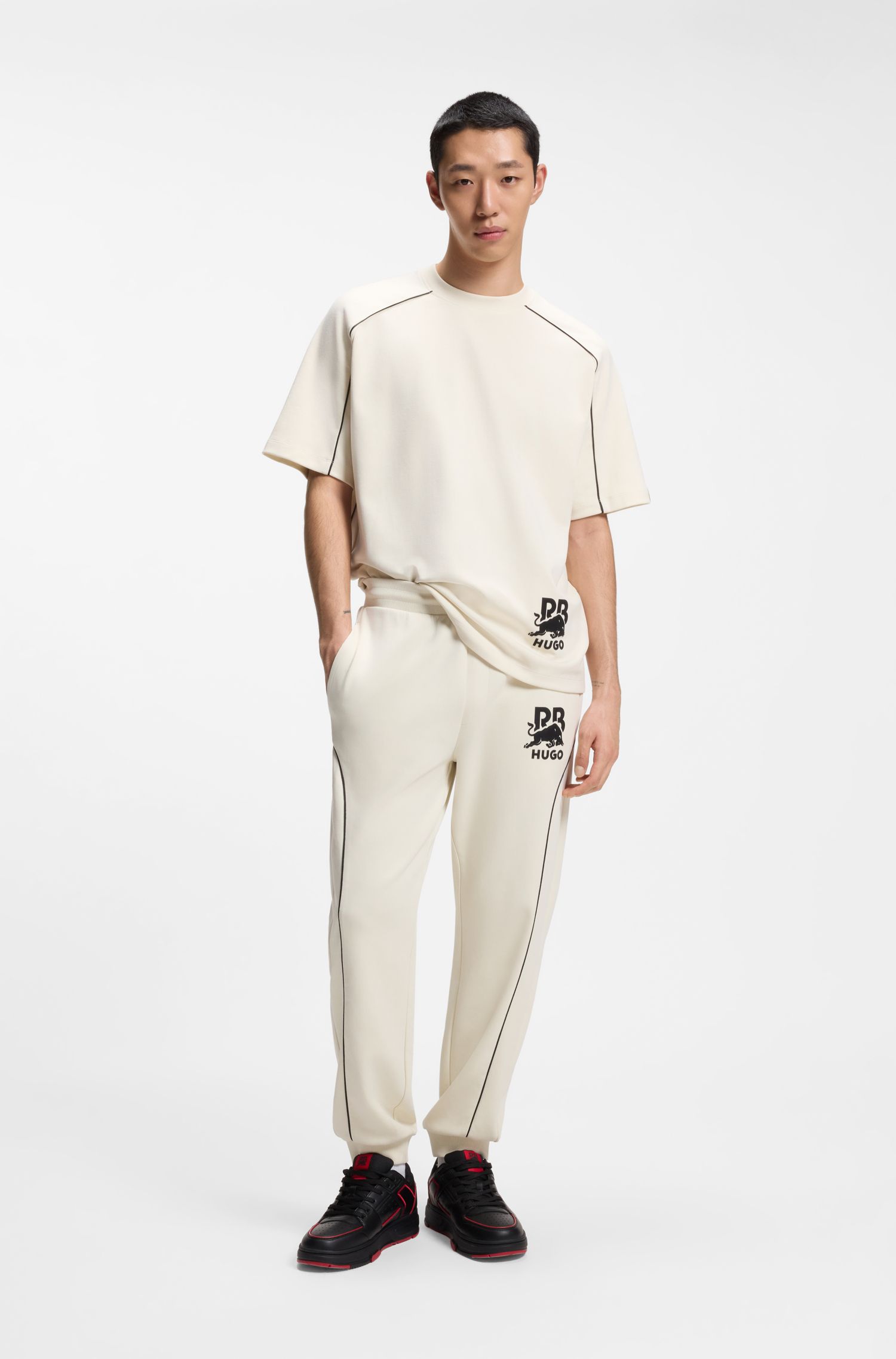 HUGO x RB 撞色滚边棉质混纺 T 恤