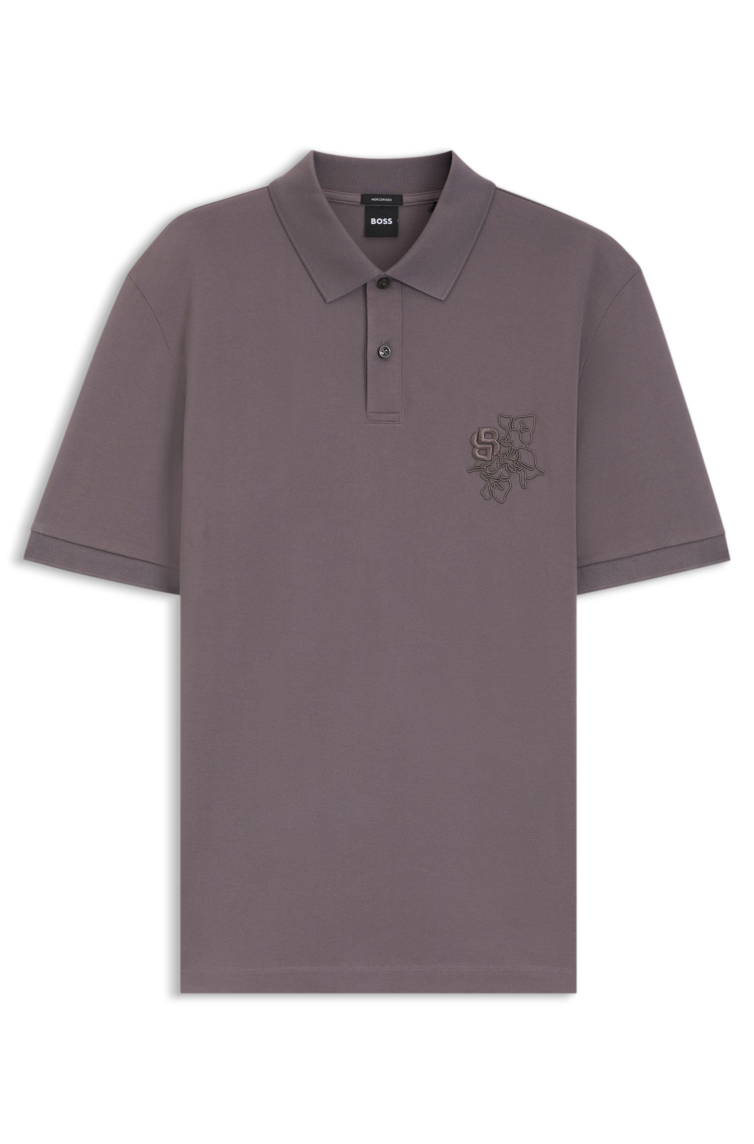 【BOSS博斯】双 B 交织字母装饰丝光棉质 Polo 衫
