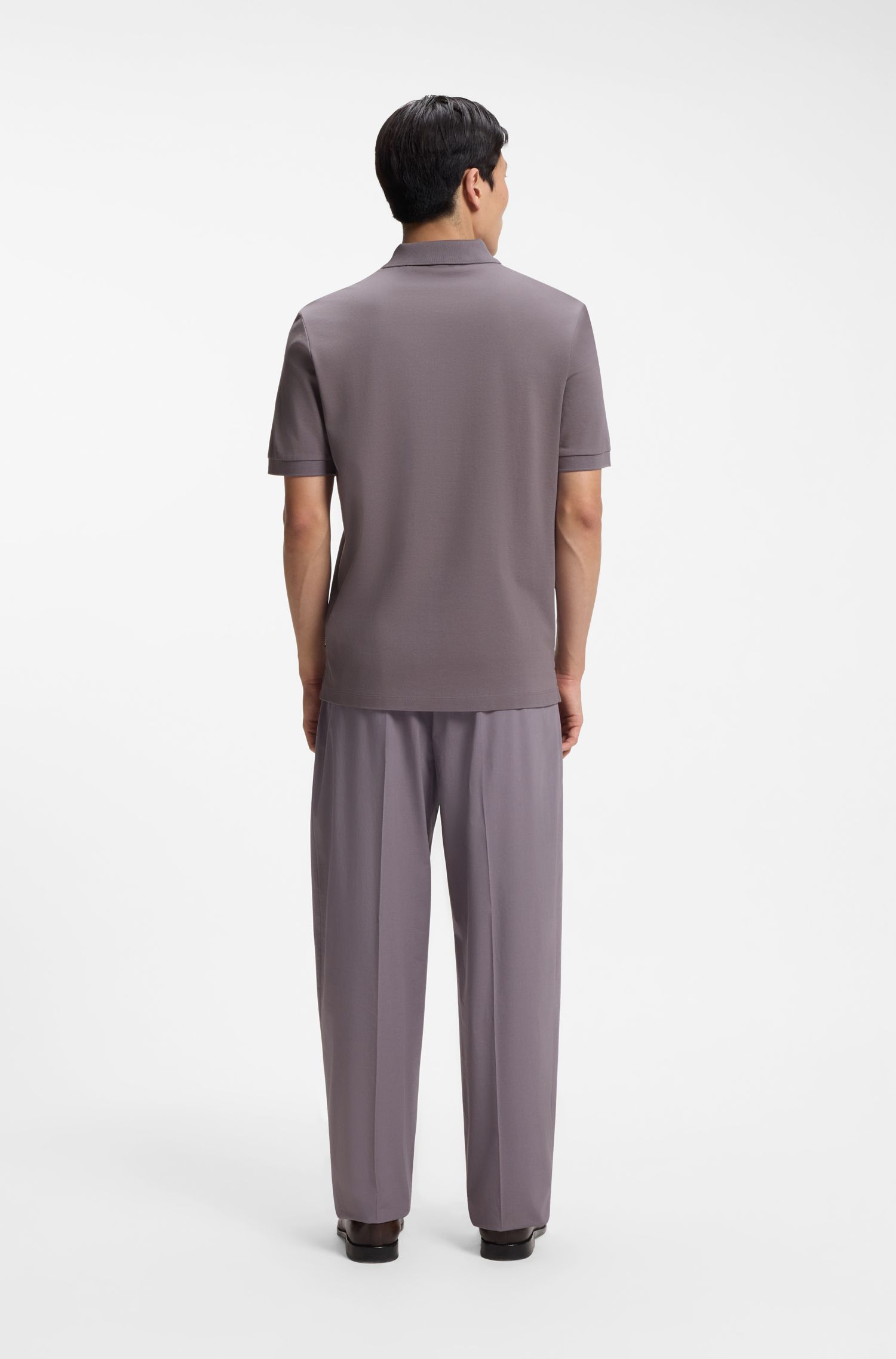 【BOSS博斯】双 B 交织字母装饰丝光棉质 Polo 衫