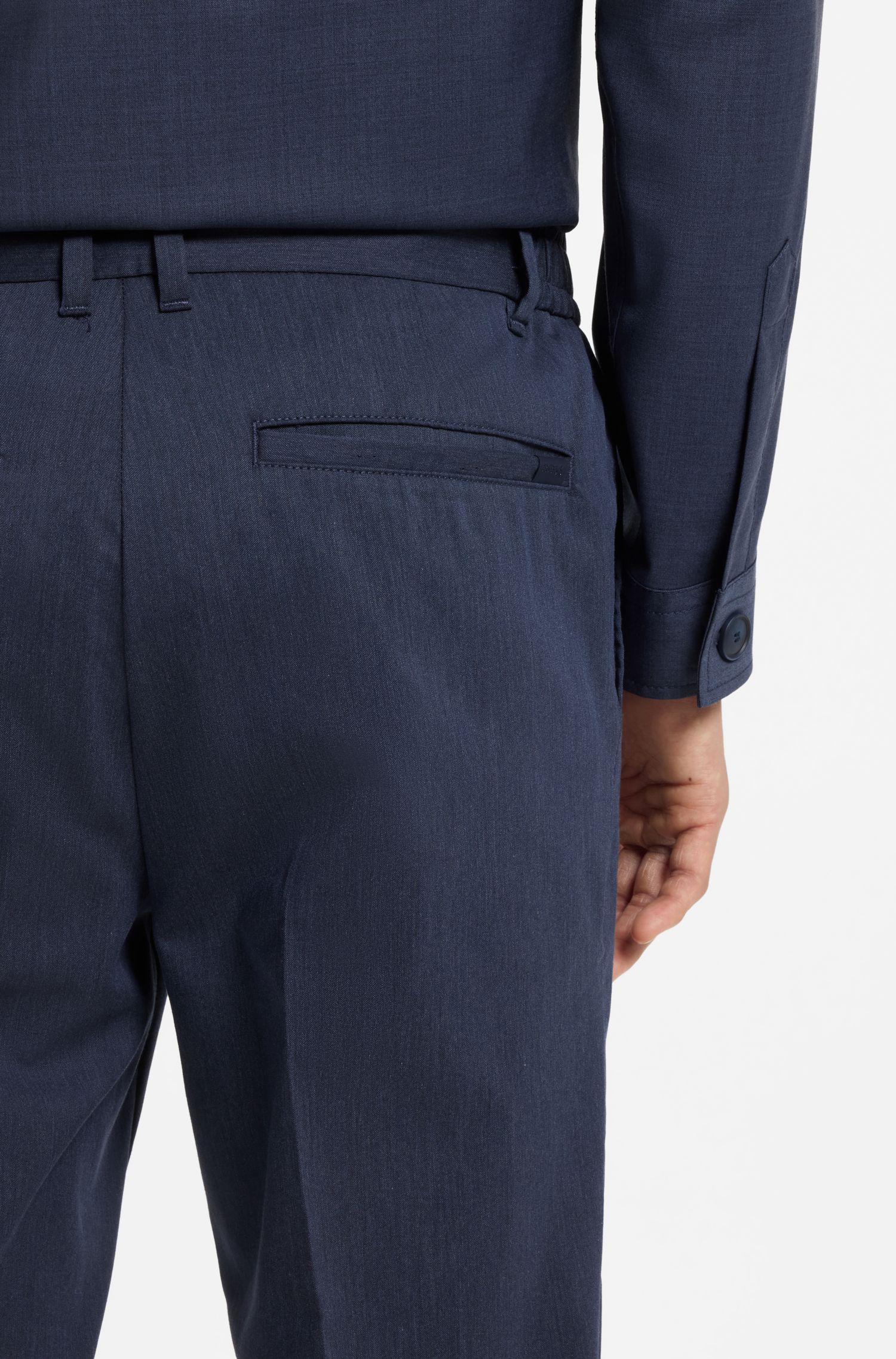 易熨烫棉质混纺斜纹布常规版型长裤