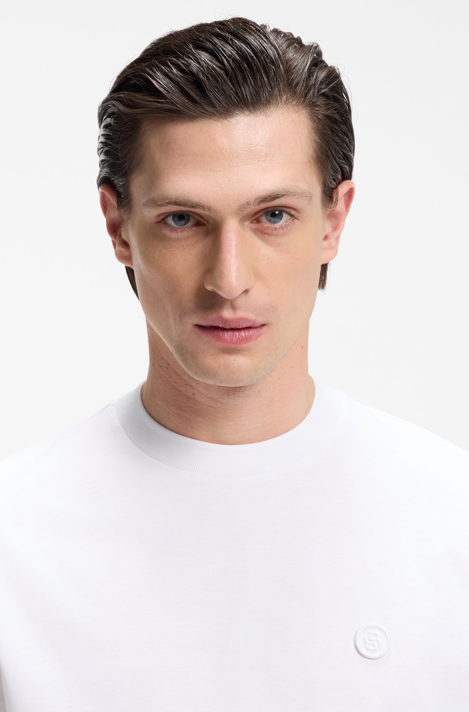 【BOSS博斯】双 B 造型交织字母装饰丝光棉质 T 恤