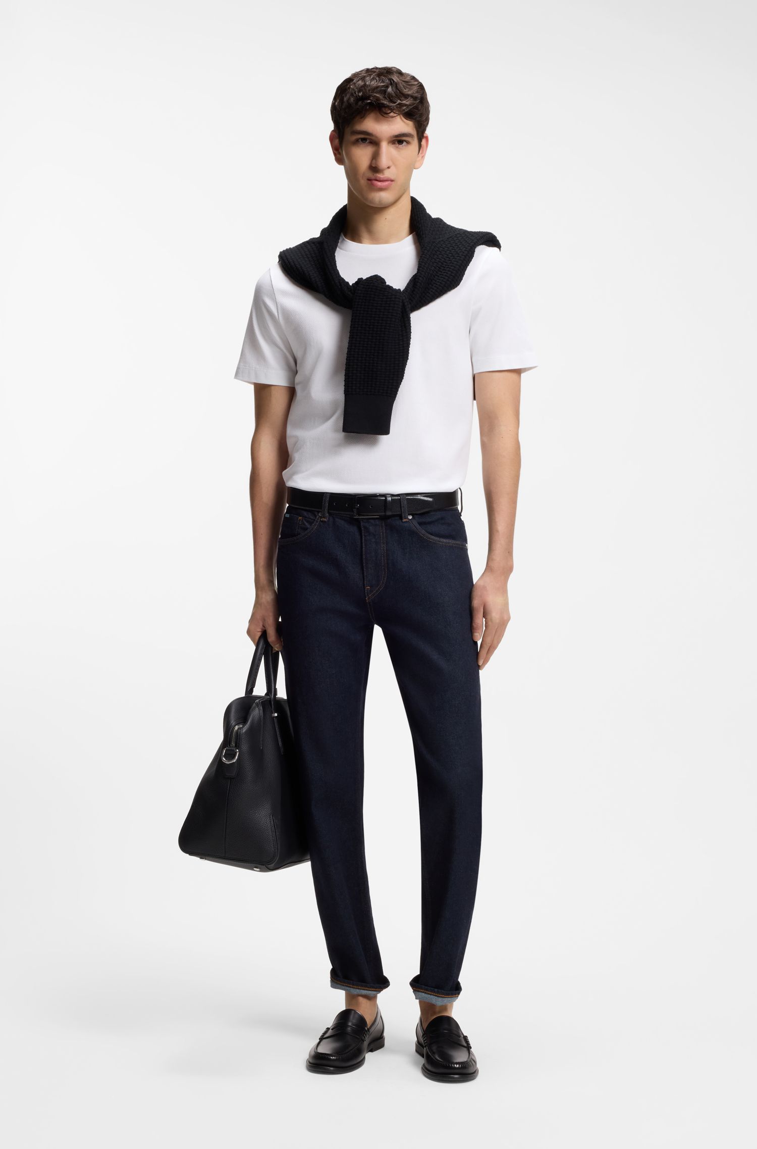 【BOSS博斯】微泡结构棉质 T 恤