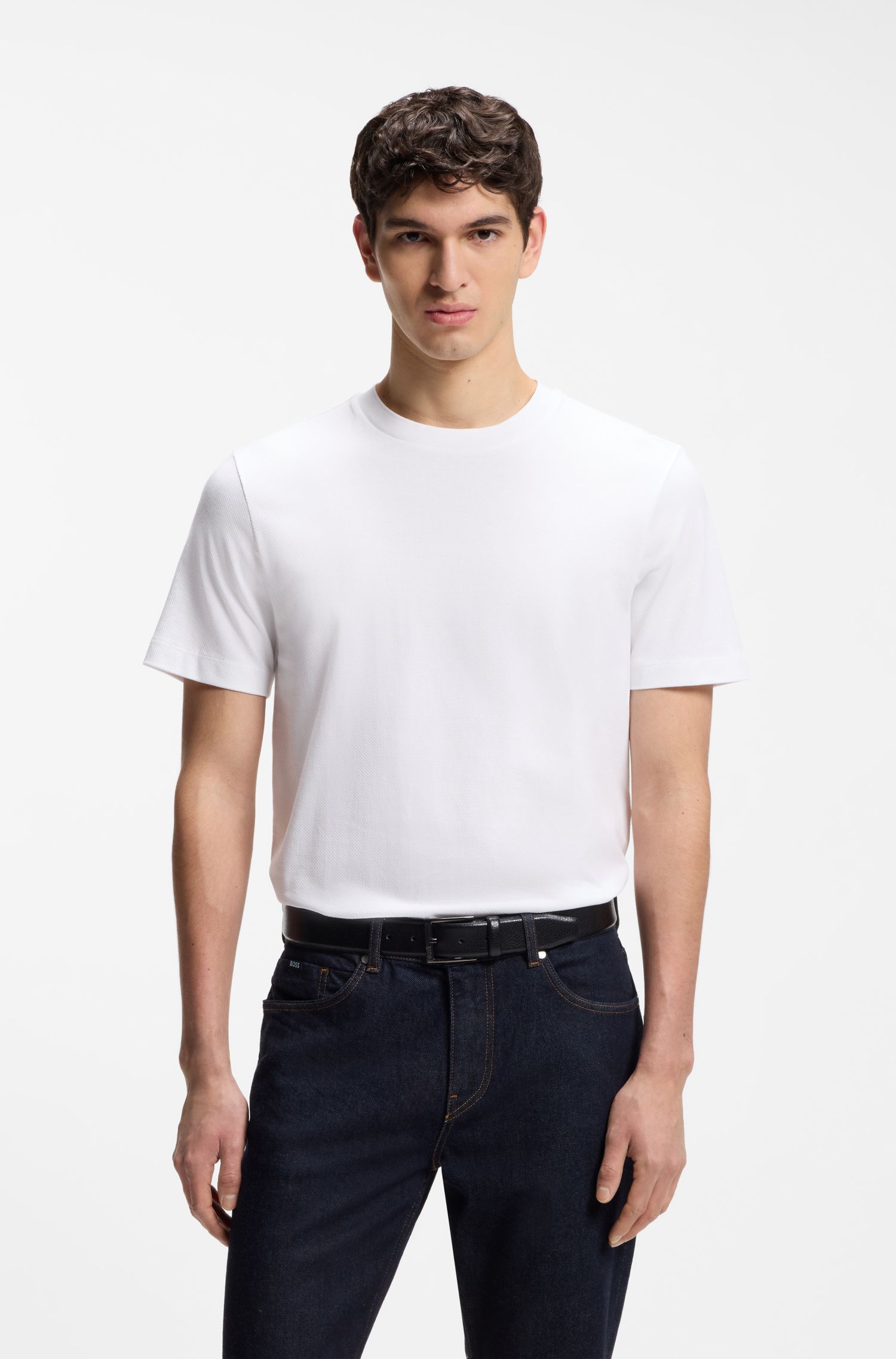【BOSS博斯】微泡结构棉质 T 恤