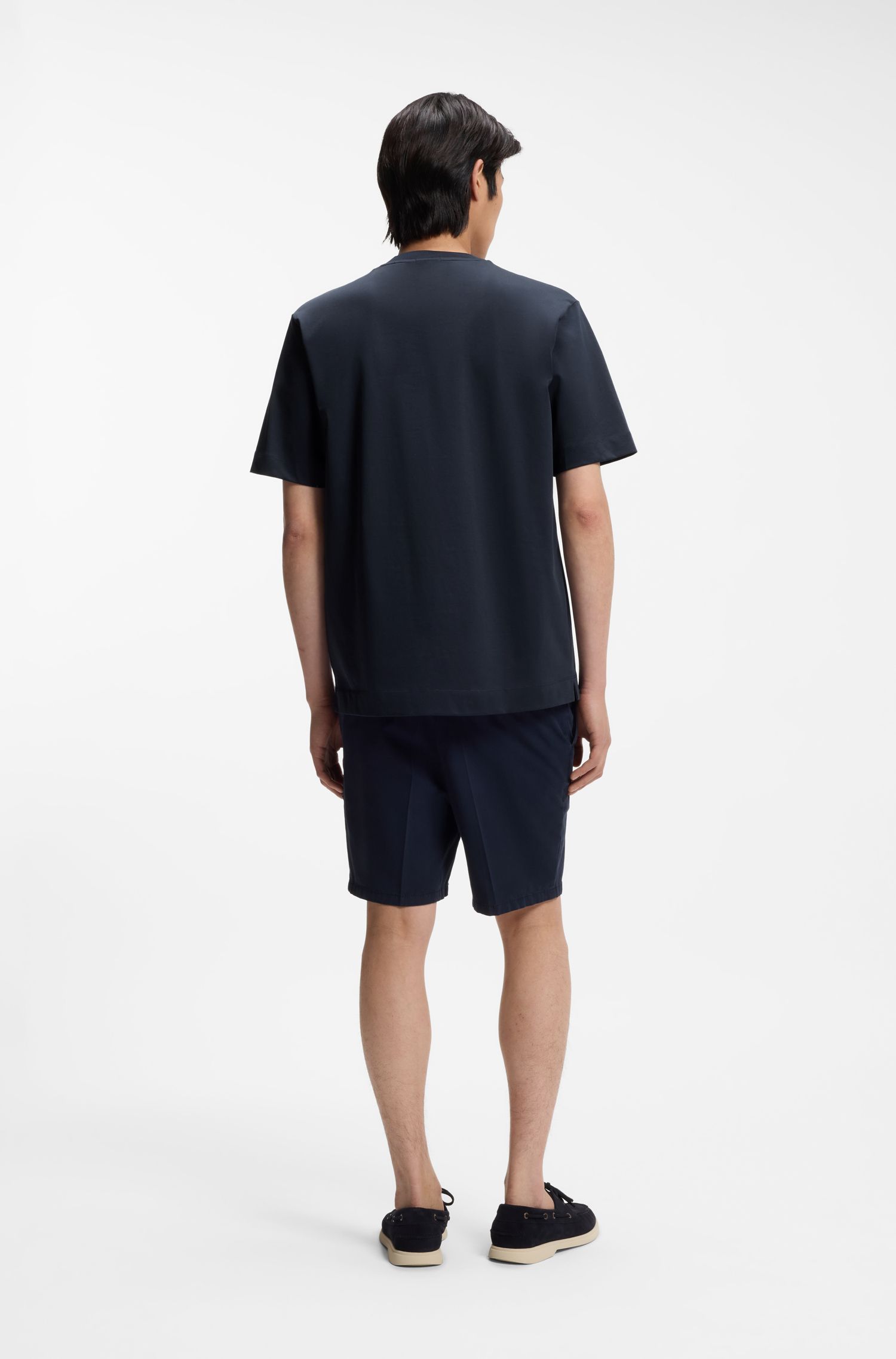 【BOSS博斯】双 B 造型交织字母装饰丝光棉质 T 恤