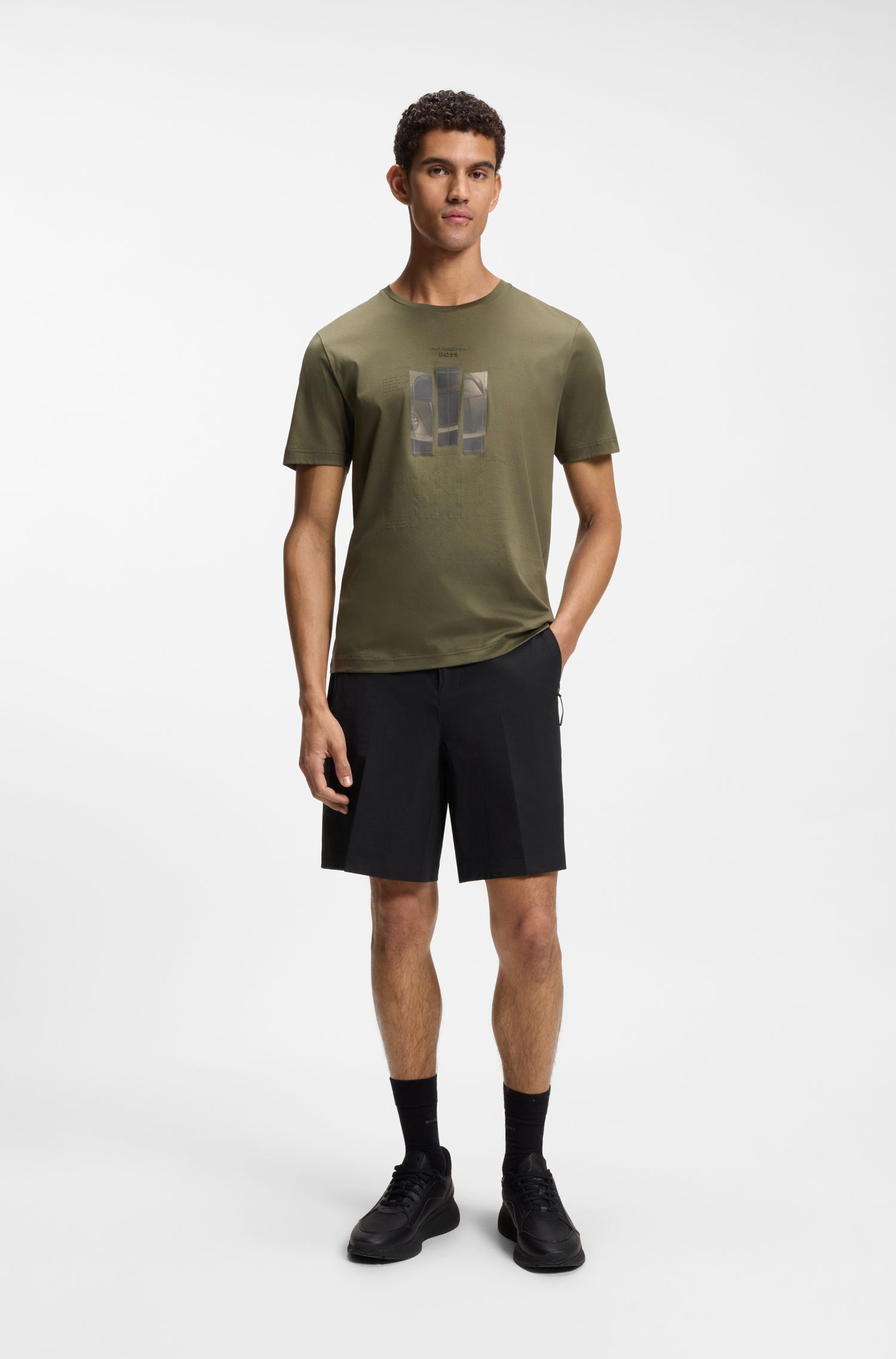 Porsche x BOSS 弹力斜纹布宽松版型短裤